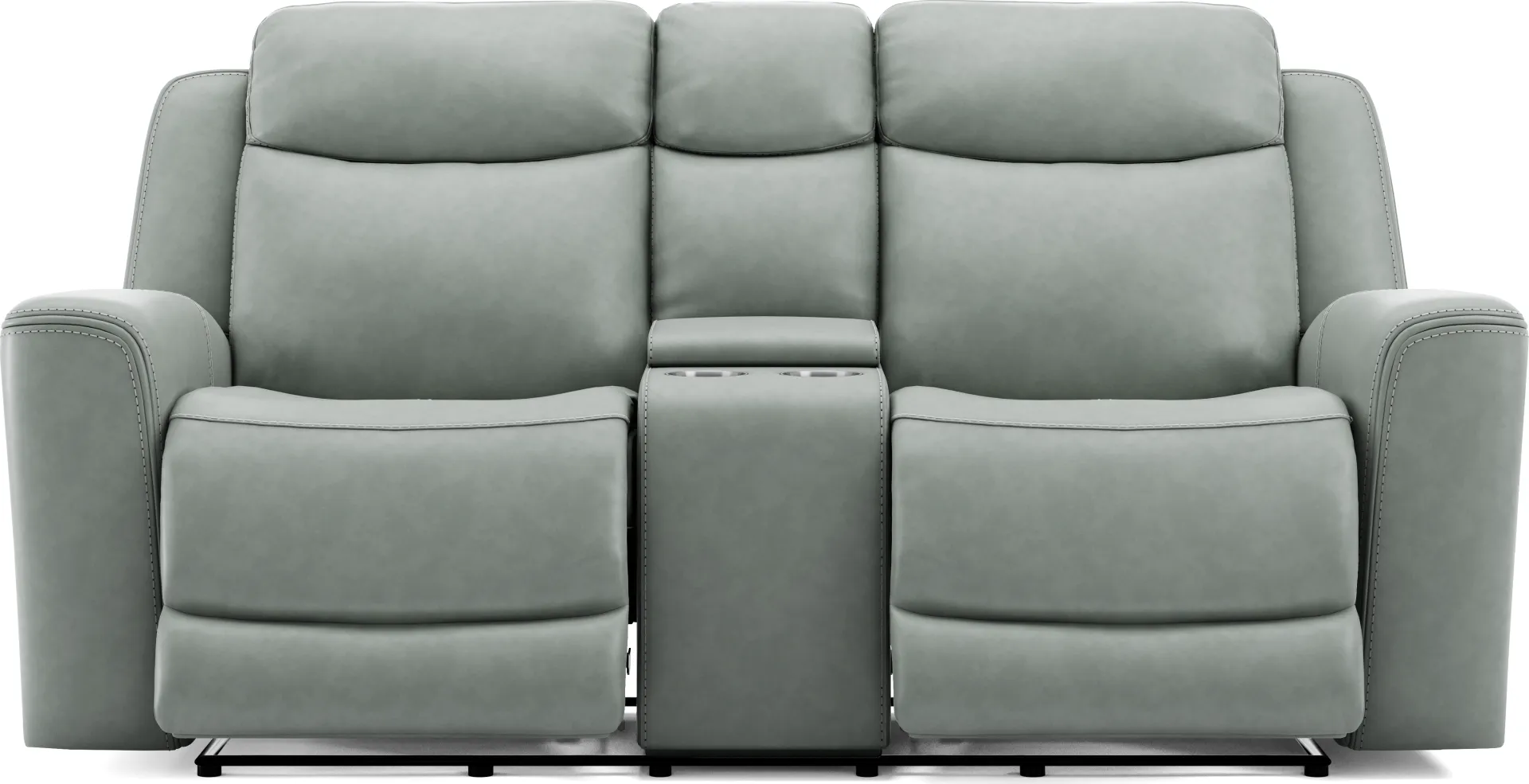 Davidson Artic Leather Dual Power Reclining Console Loveseat - Image 1