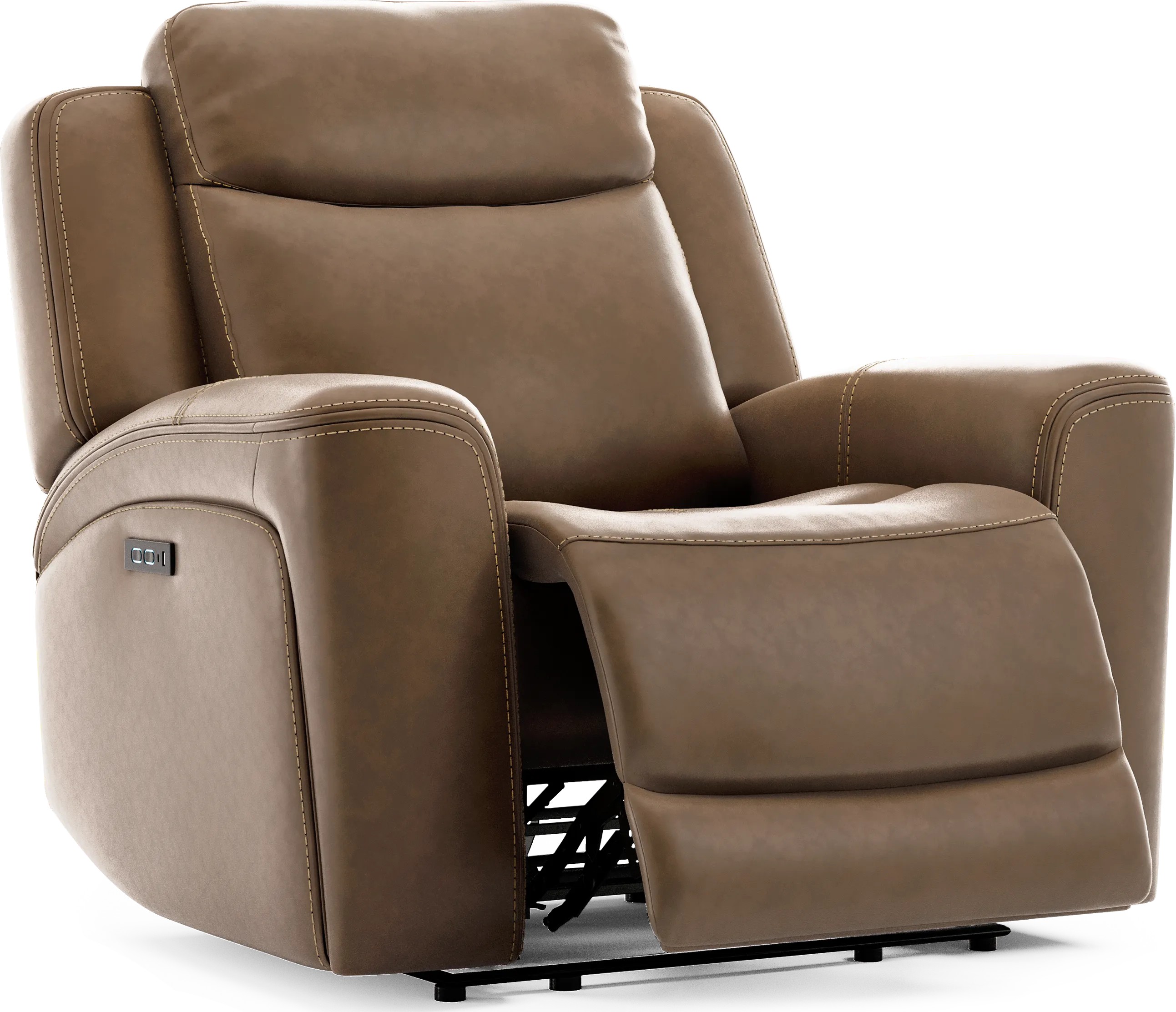 Davidson Brown Leather Dual Power Recliner - Thumbnail - Image 1