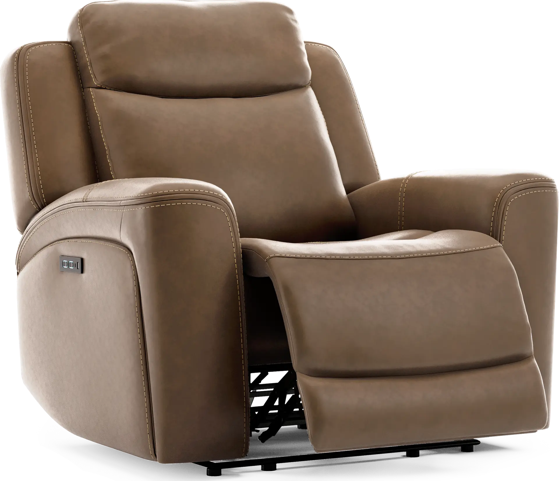 Davidson Brown Leather Dual Power Recliner