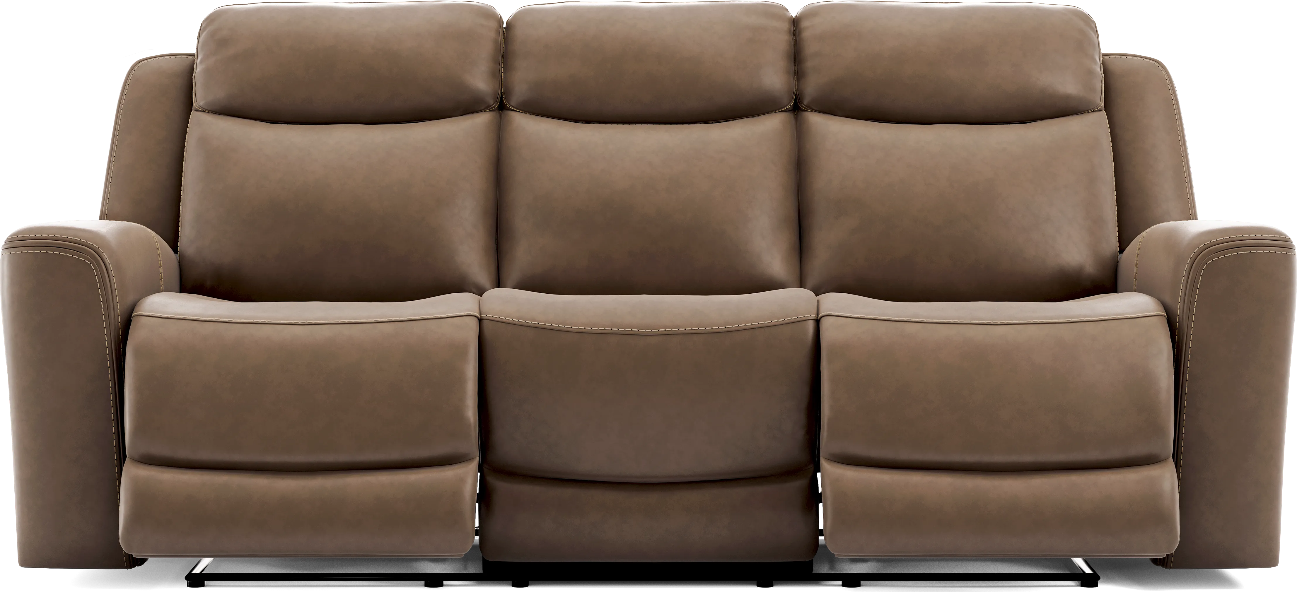 Davidson Brown Leather Dual Power Reclining Sofa - Thumbnail - Image 1