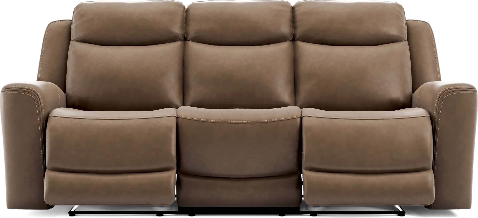 Davidson Brown Leather Dual Power Reclining Sofa