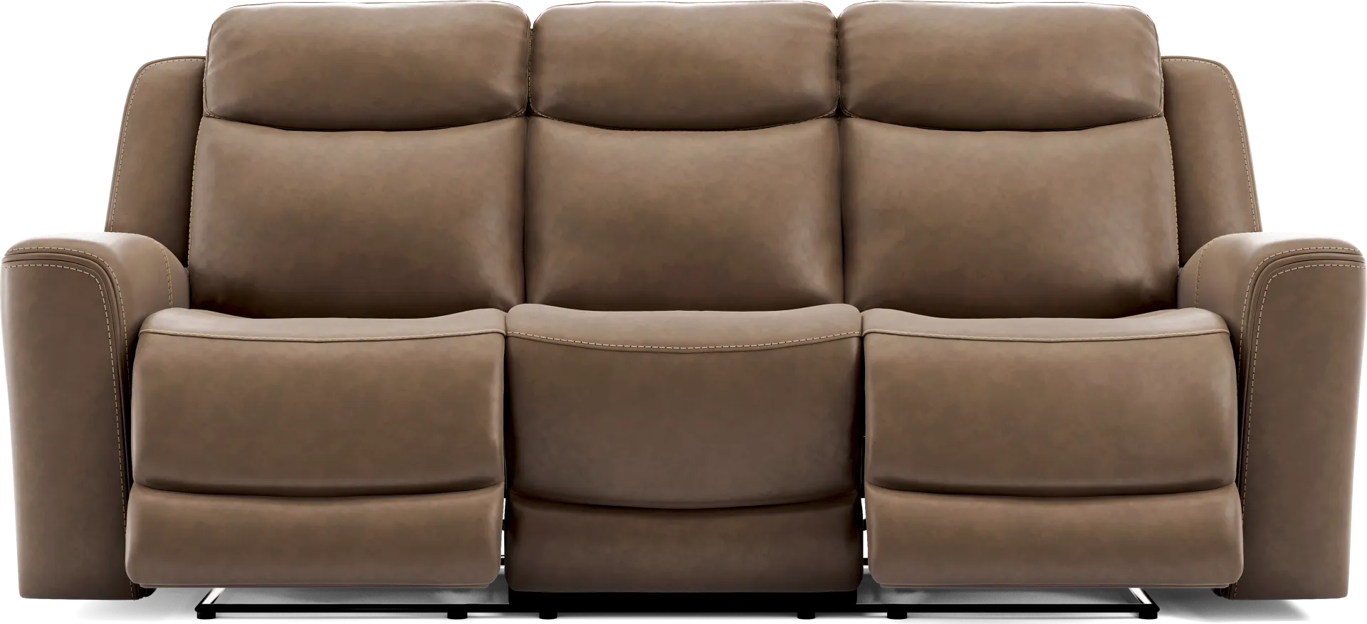 Davidson Brown Leather Dual Power Reclining Sofa - Image 1