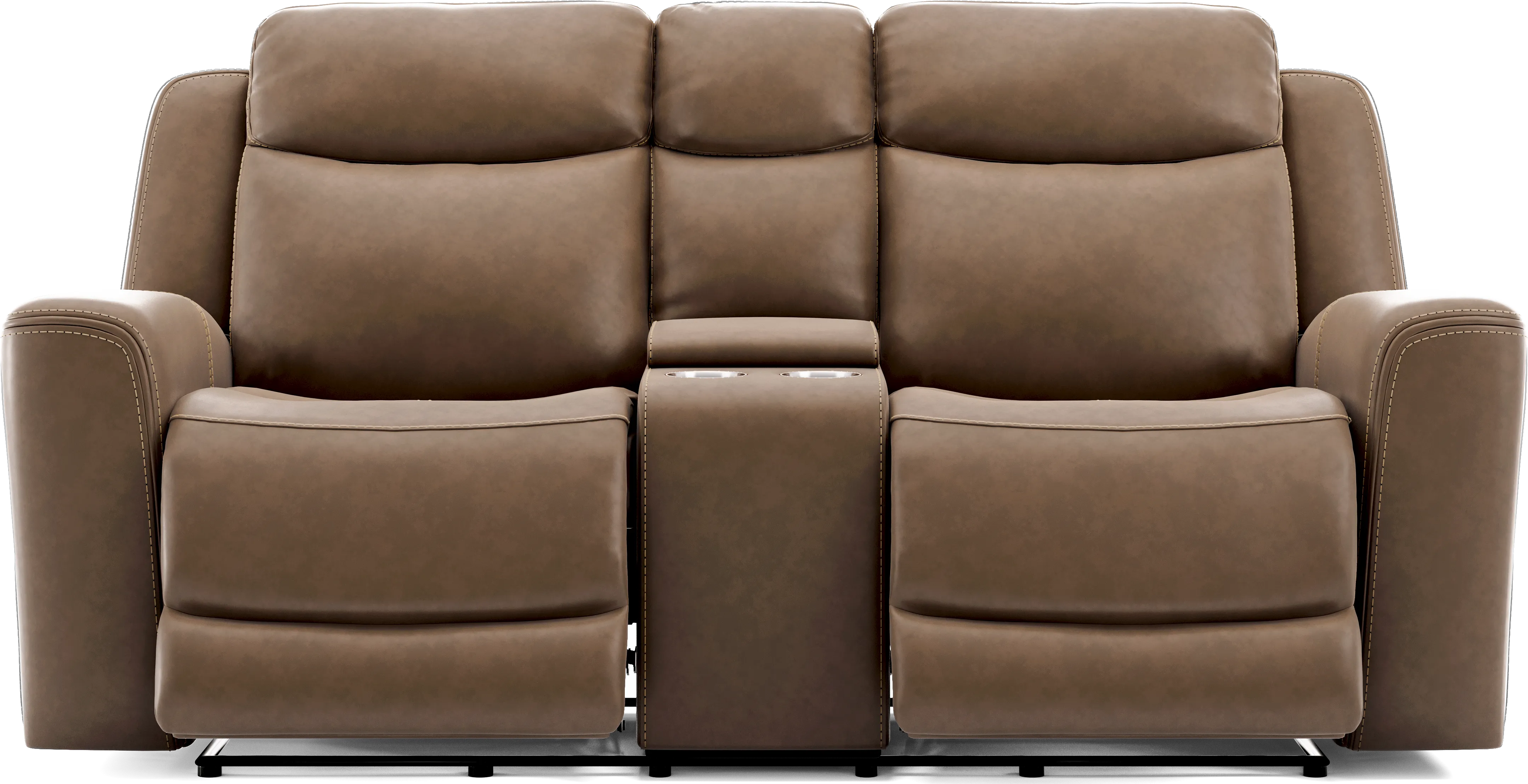 Davidson Brown Leather Dual Power Reclining Console Loveseat - Thumbnail - Image 1
