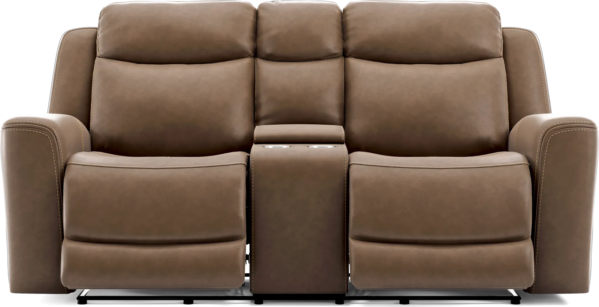 Davidson Brown Leather Dual Power Reclining Console Loveseat - Image 1