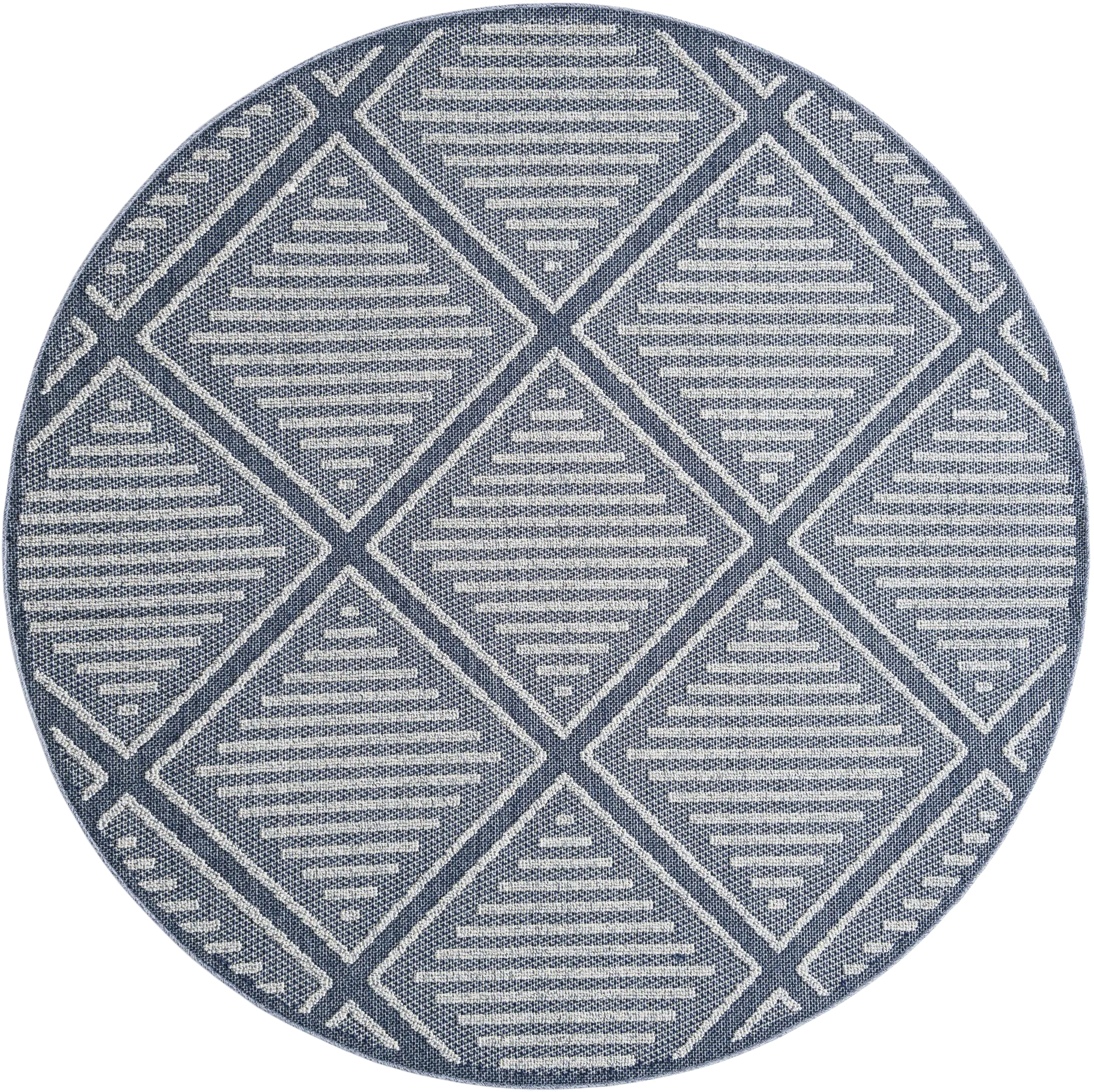 Crosswinds Navy 7'10 Round Indoor/Outdoor Rug - Thumbnail - Image 1