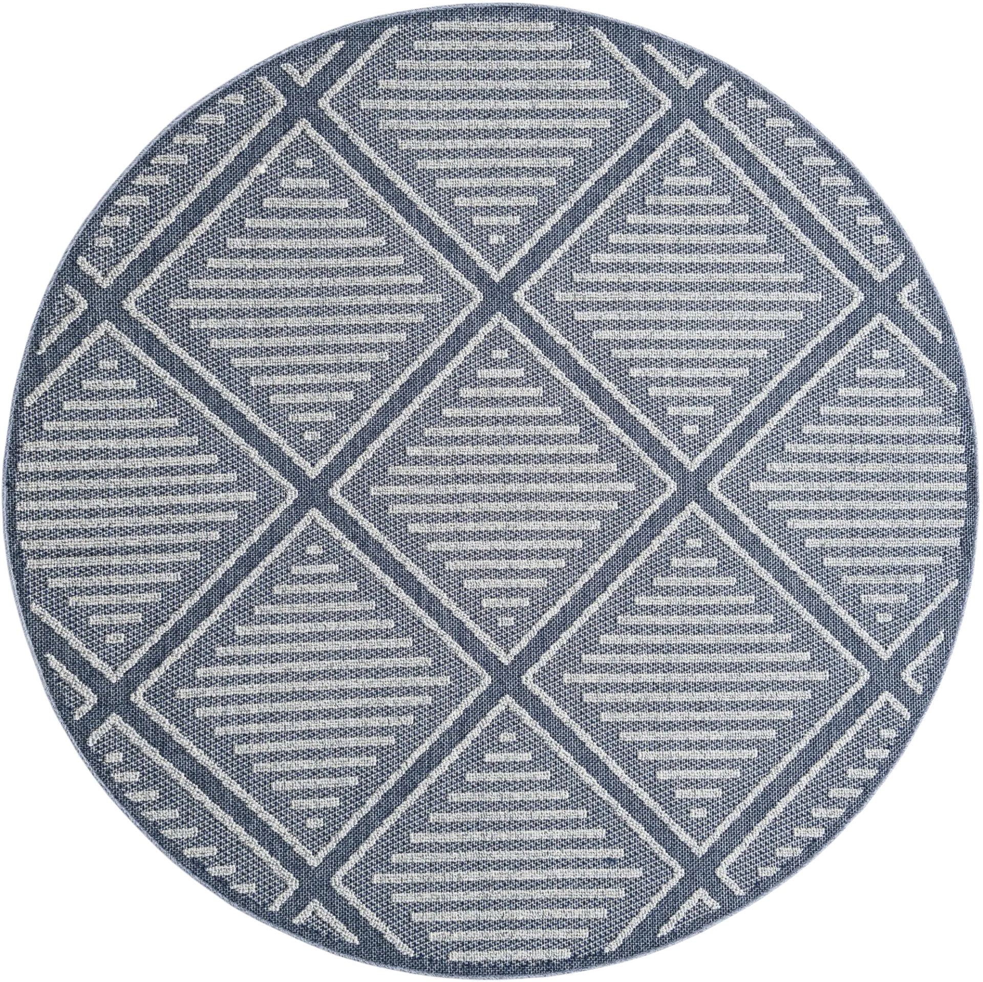 Crosswinds Navy 7'10 Round Indoor/Outdoor Rug