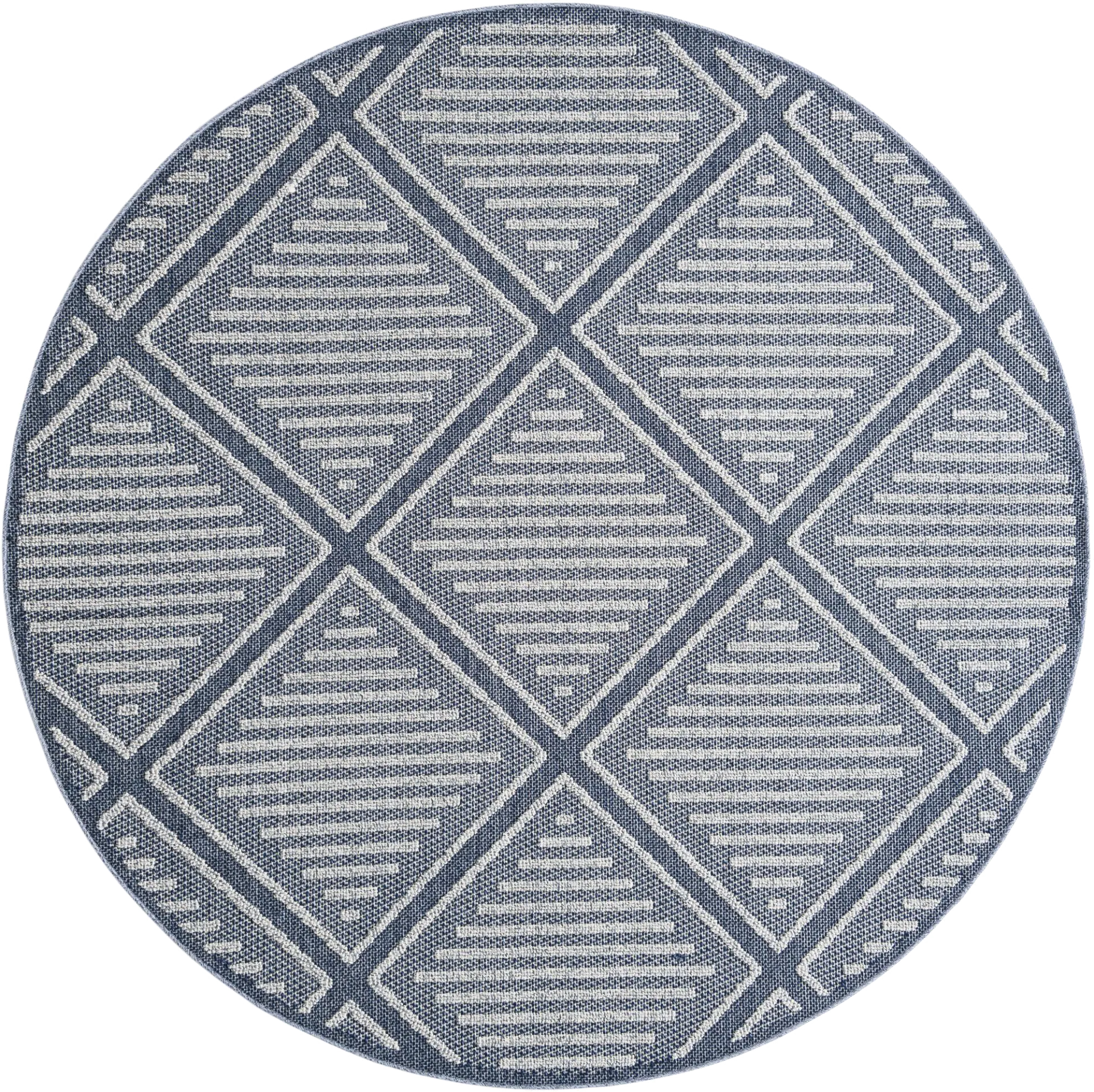 Crosswinds Navy 7'10 Round Indoor/Outdoor Rug - Image 1