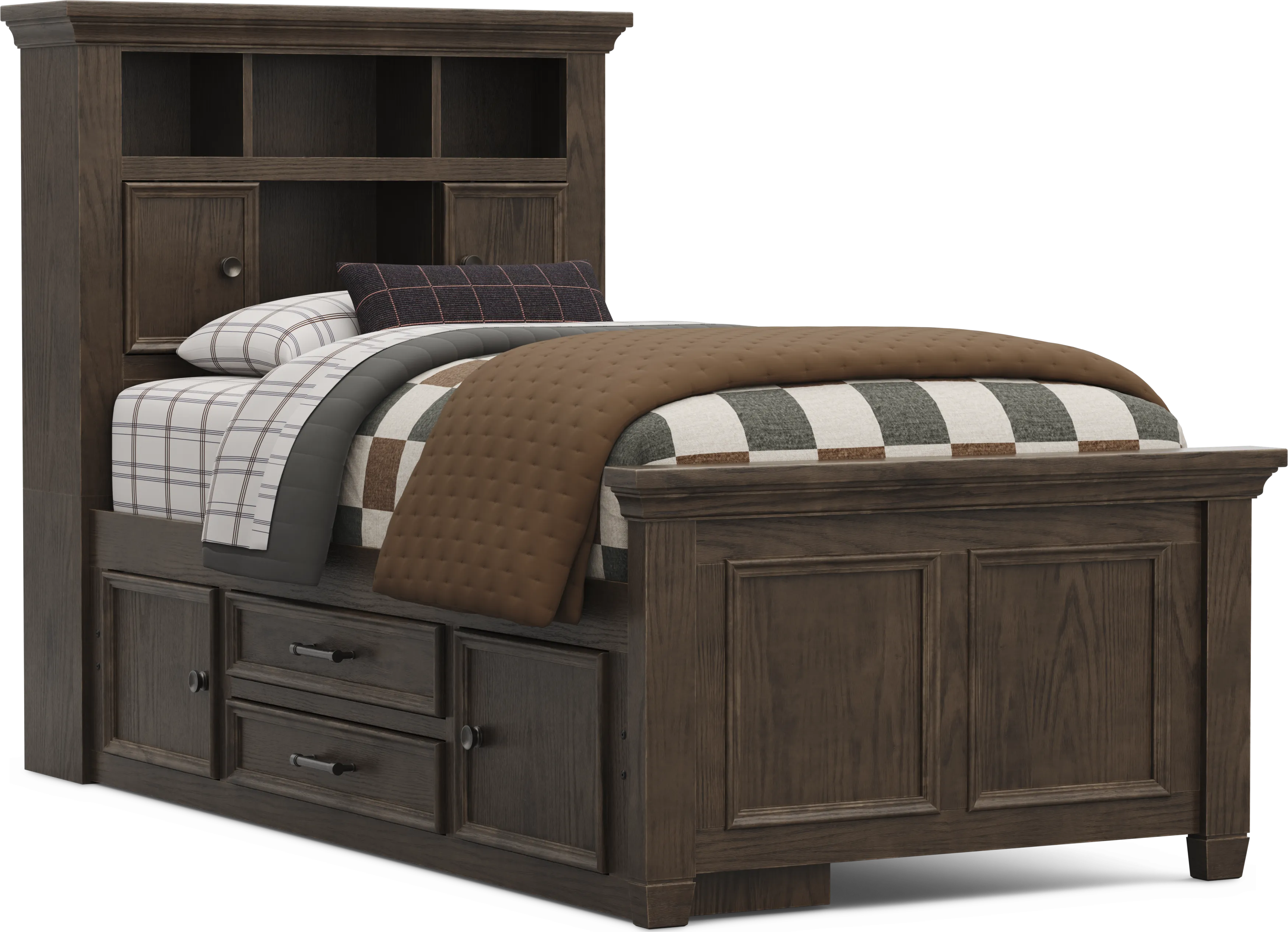 Kids Canyon Lake 2.0 Java Twin Bookcase Bed with Storage Side Rail - Thumbnail - Image 1