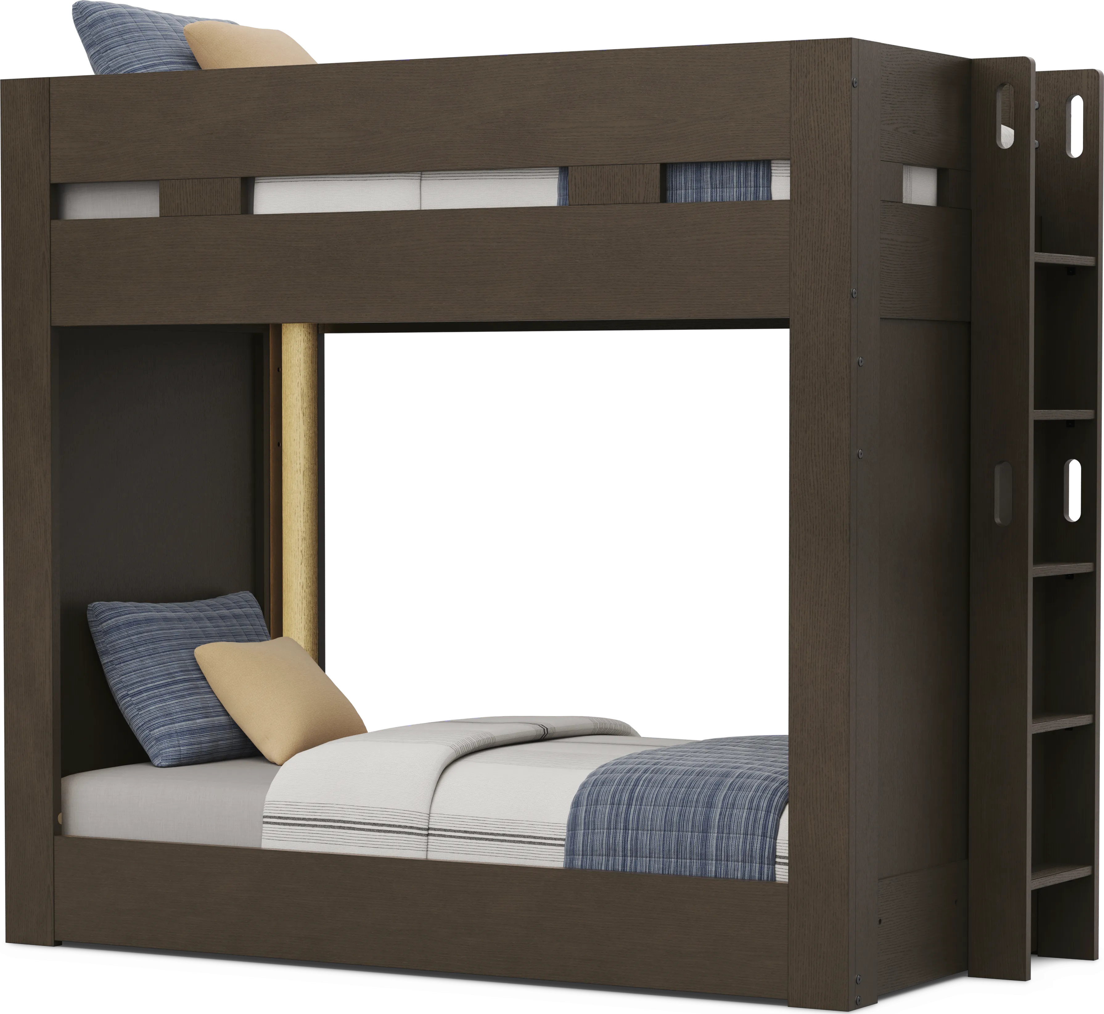 Kids Sierra Summit Brown Oak Twin/Twin Bunk Bed with 2 Closed End Panels - Image 1