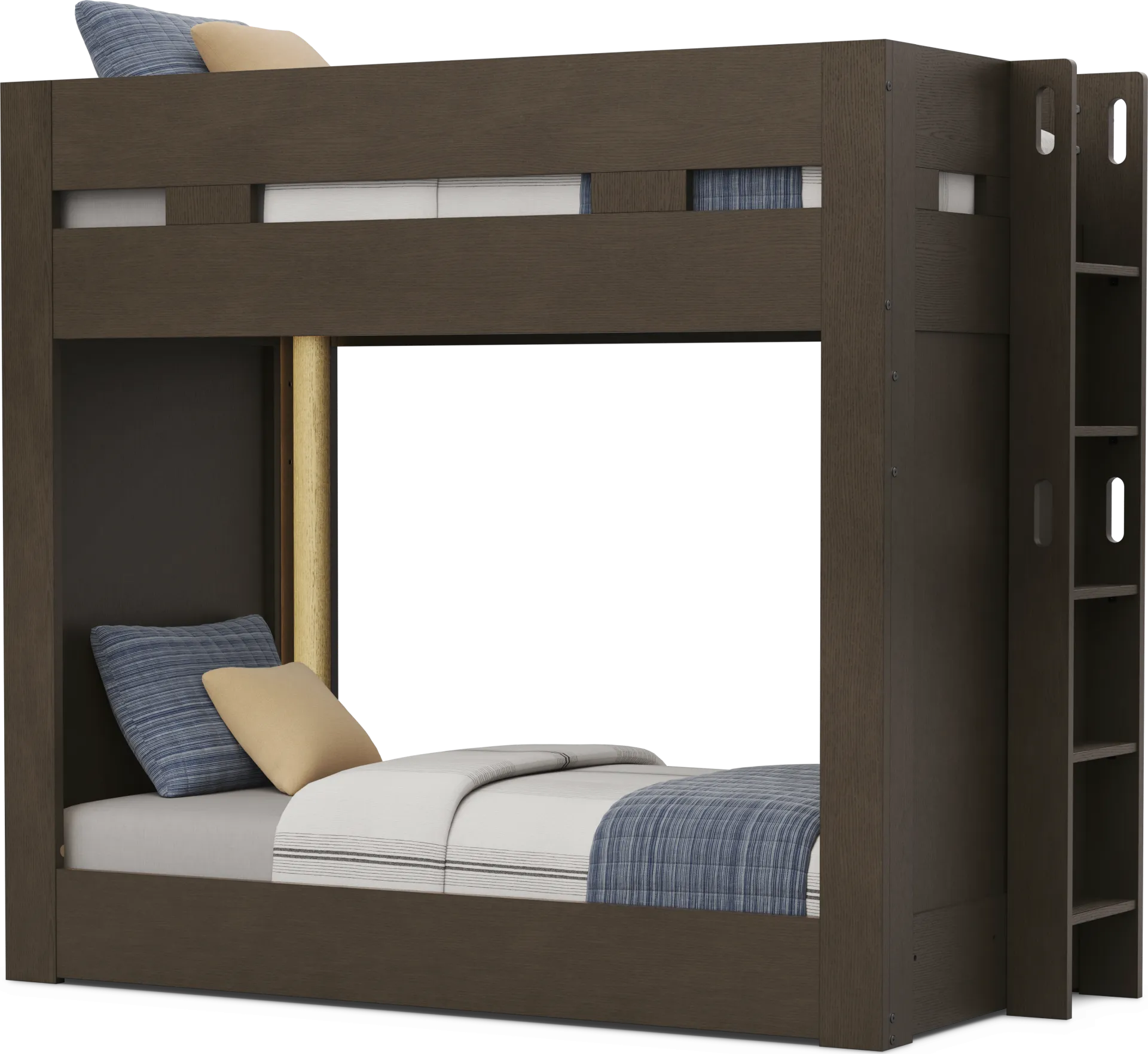 Kids Sierra Summit Brown Oak Twin/Twin Bunk Bed with 2 Closed End Panels - Image 1
