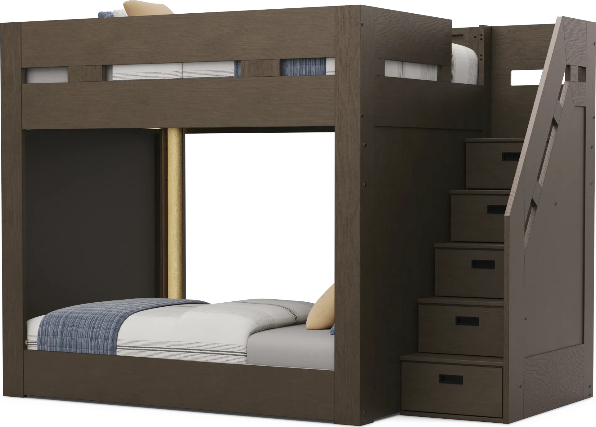 Kids Sierra Summit Brown Oak Full/Full Step Bunk Bed with 2 Closed End Panels - Image 2
