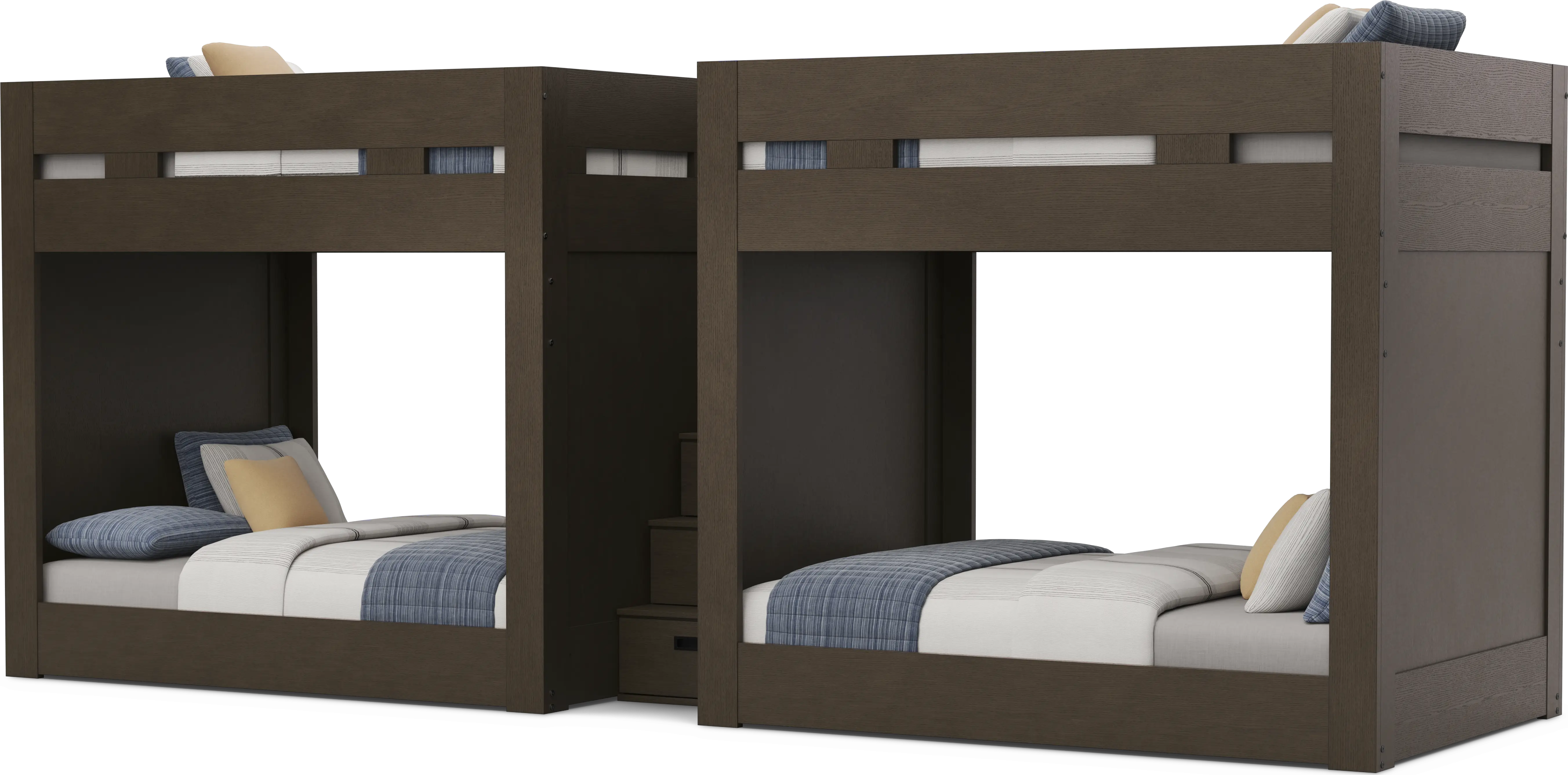 Kids Sierra Summit Brown Oak Full Double Length Quad Step Bunk Bed - Thumbnail - Image 1
