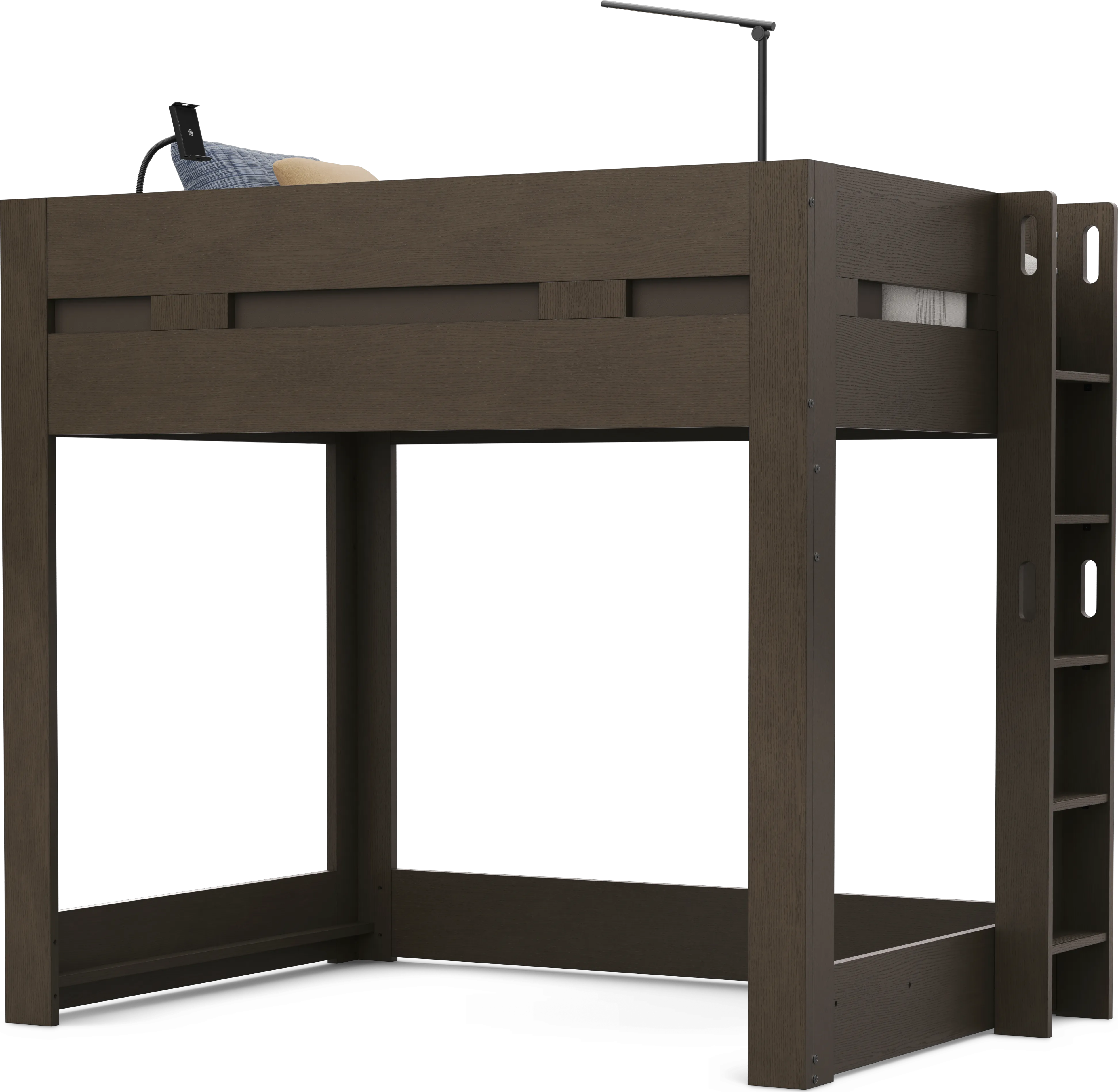 Kids Sierra Summit Brown Oak Twin Loft Bed with Console - Thumbnail - Image 1