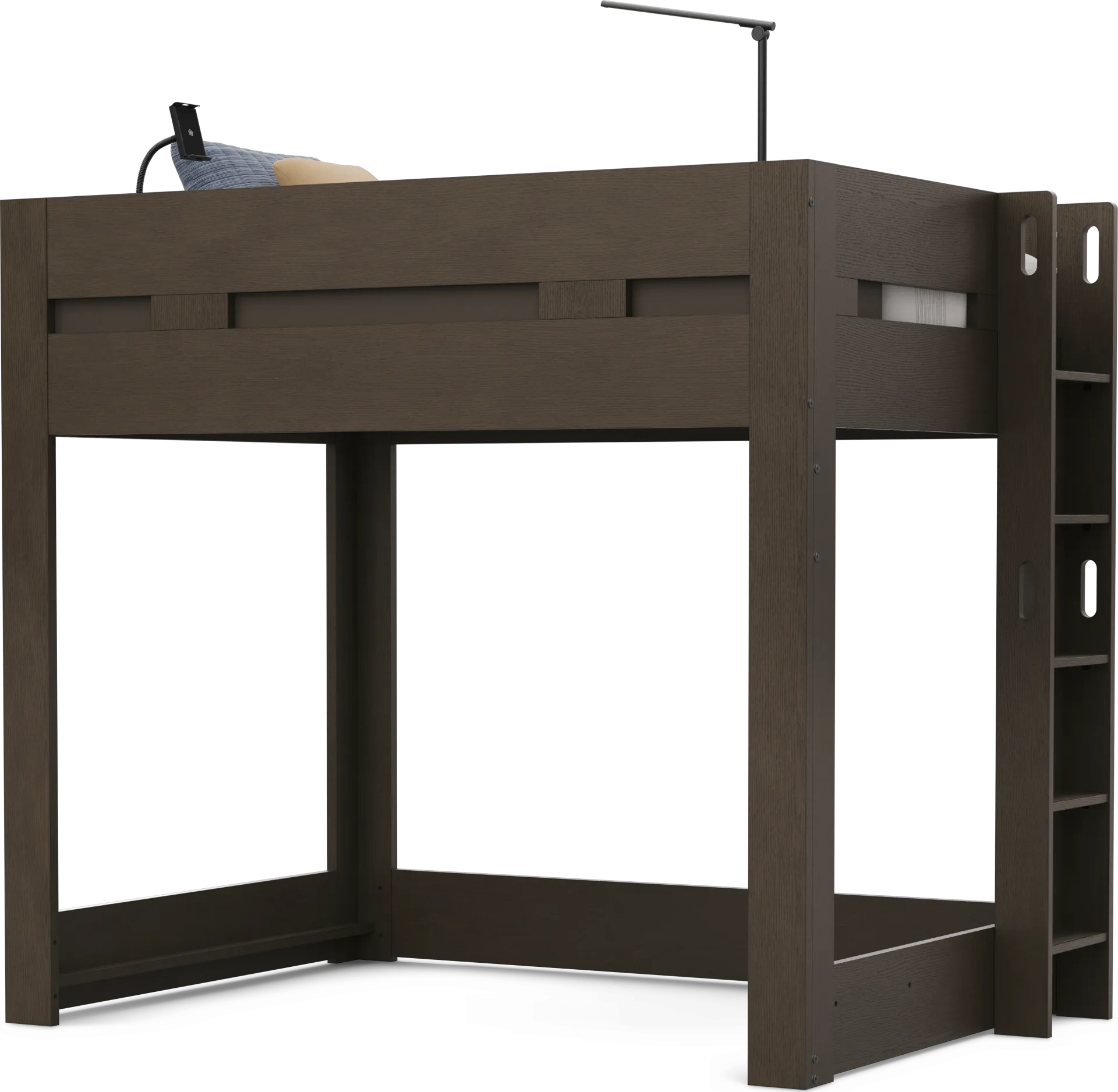 Kids Sierra Summit Brown Oak Twin Loft Bed with Console - Image 1