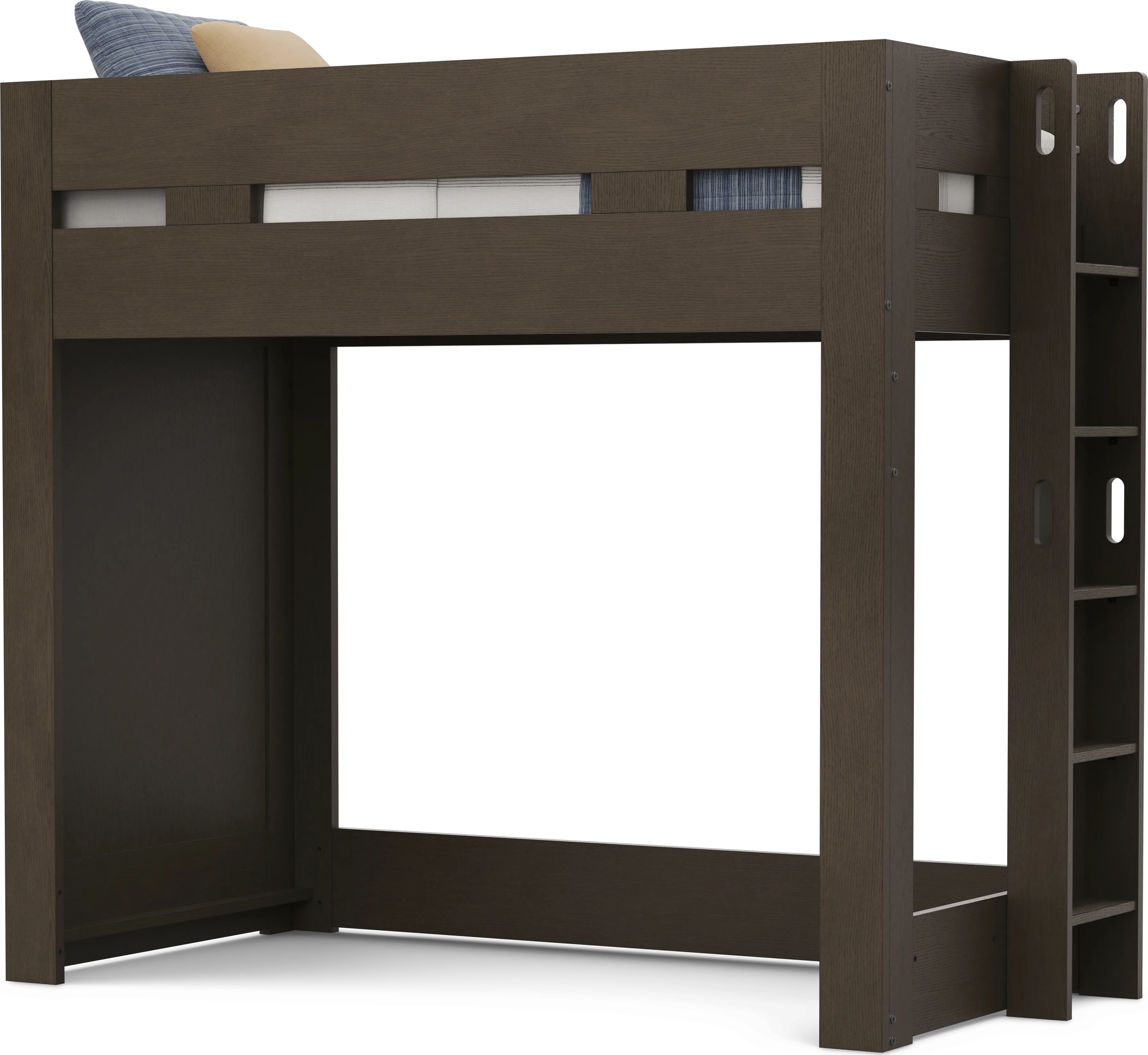 Kids Sierra Summit Brown Oak Twin Loft Bed with 1 Closed End Panel - Thumbnail - Image 1