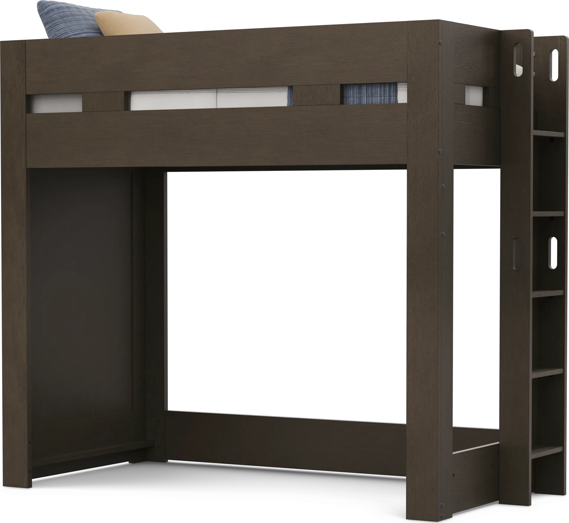 Kids Sierra Summit Brown Oak Twin Loft Bed with 1 Closed End Panel - Image 1