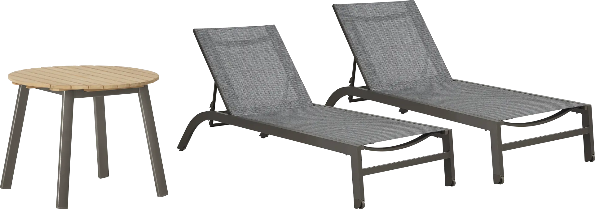 Ocean Tide Gray 3 Pc Outdoor Chaise Set