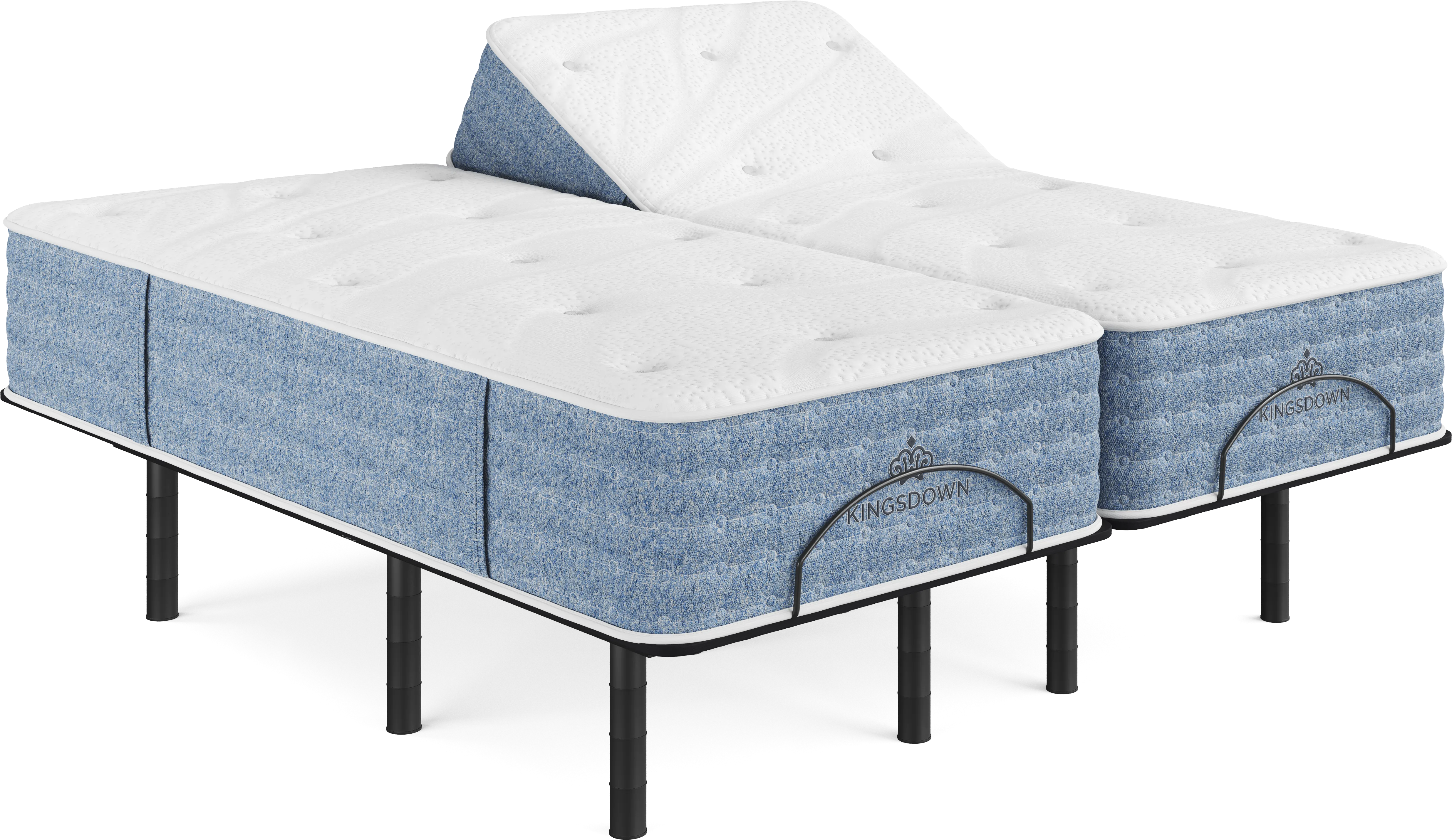 Kingsdown Forestbrook Split King Mattress Set with Head Up Only Base - Image 1