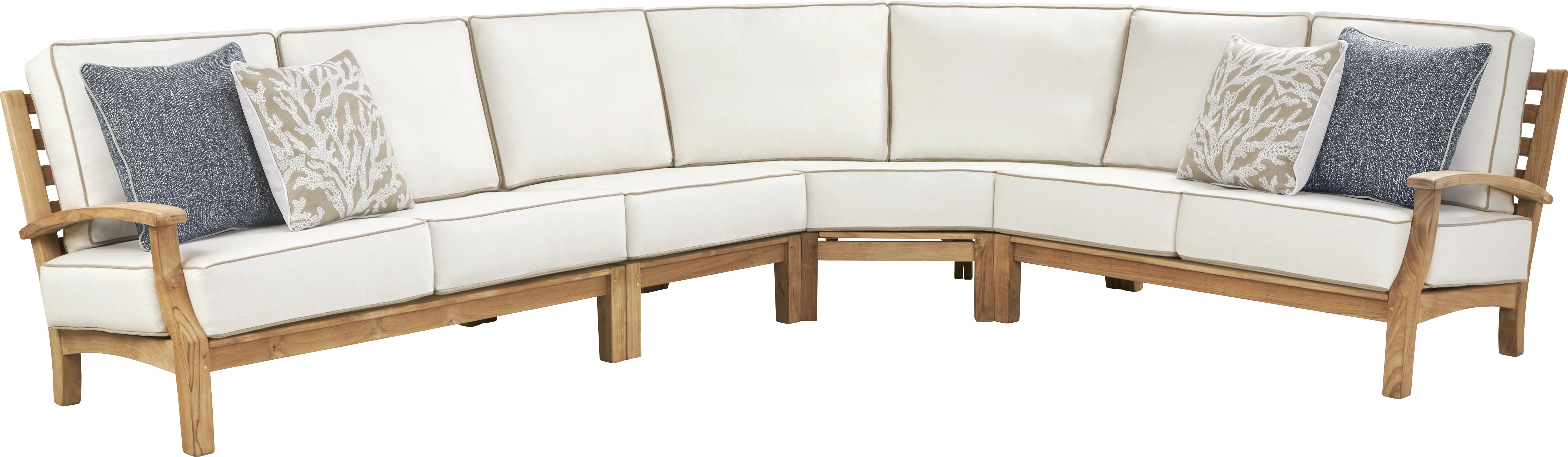 Pleasant Bay Teak 4 Pc Outdoor Sectional with Vapor Cushions - Image 2