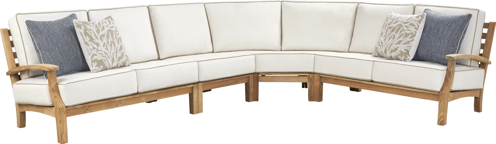 Pleasant Bay Teak 4 Pc Outdoor Sectional with Vapor Cushions - Image 2