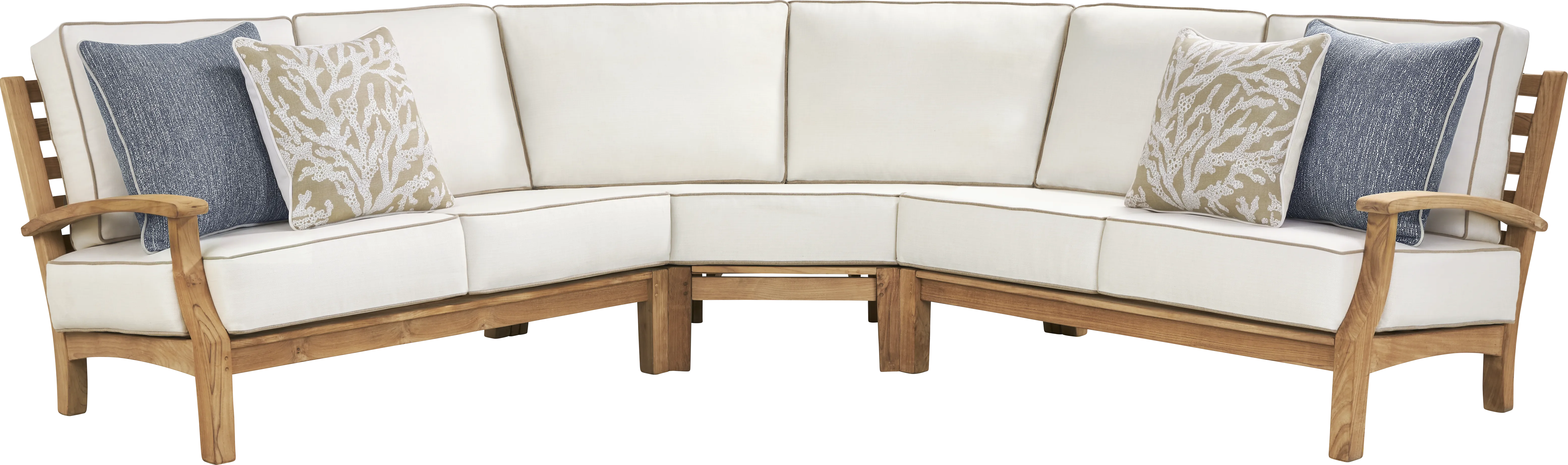 Pleasant Bay Teak 3 Pc Outdoor Sectional with Vapor Cushions - Image 2
