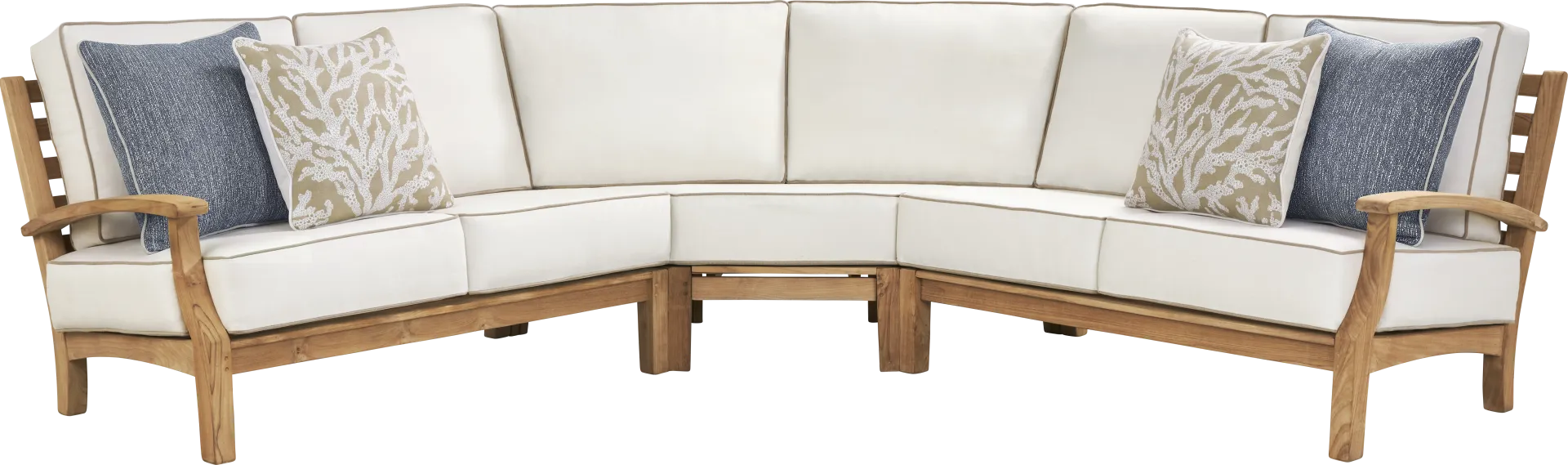 Pleasant Bay Teak 3 Pc Outdoor Sectional with Vapor Cushions - Image 1