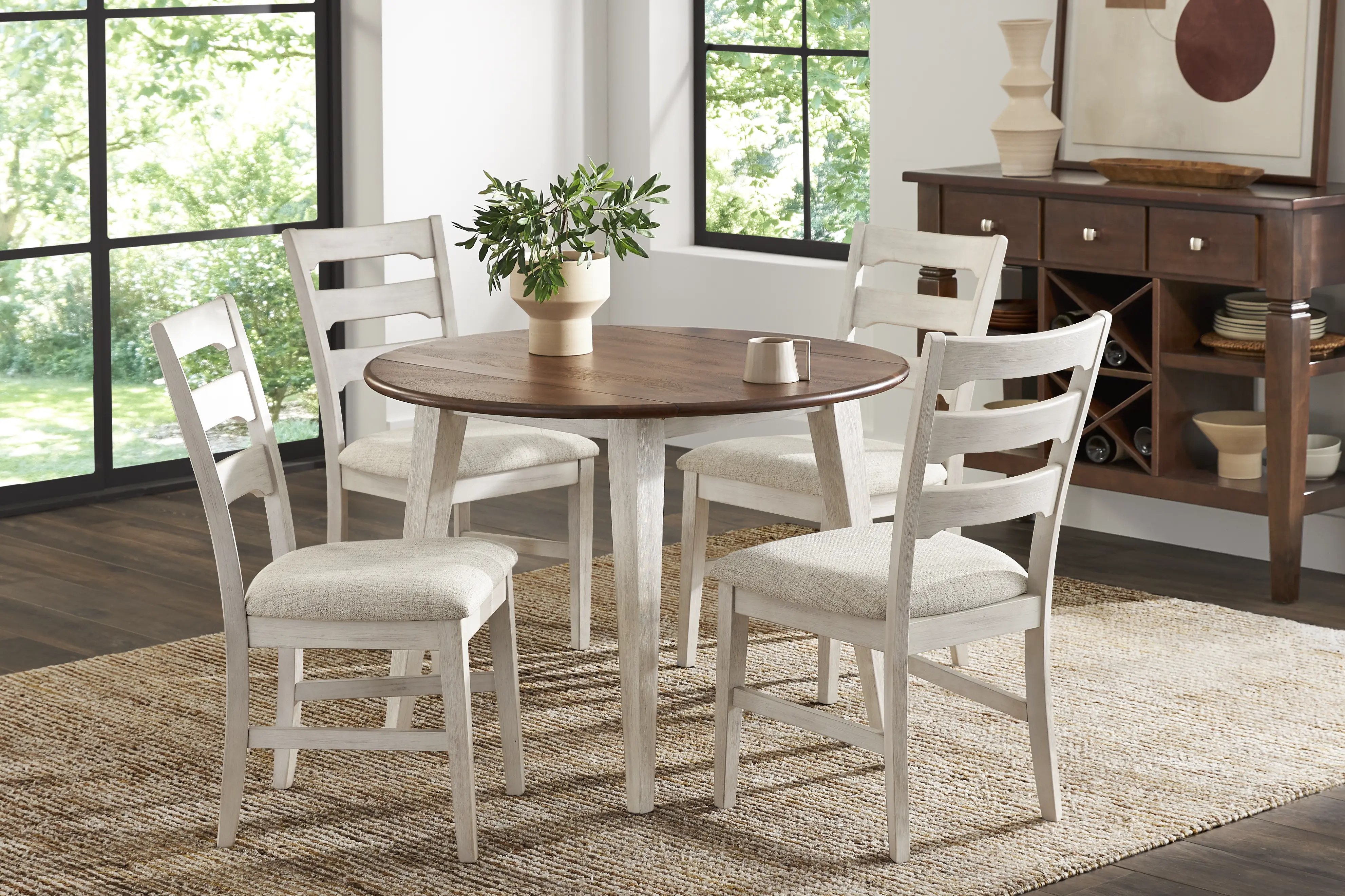 Millsboro White Round Drop-Leaf Dining Table - Image 2