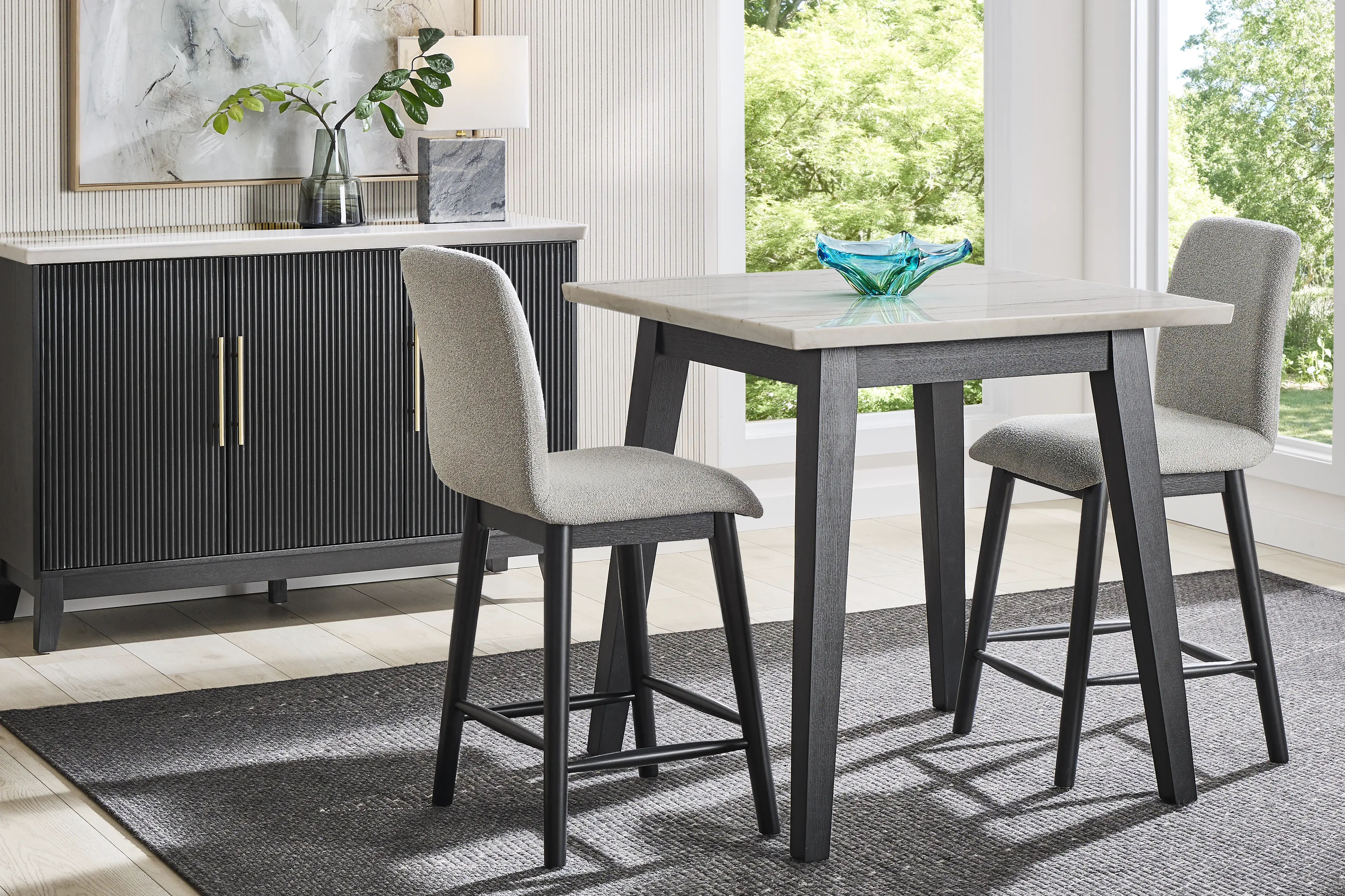 Viola Black 3 Pc Square Counter Height Dining Room - Image 1