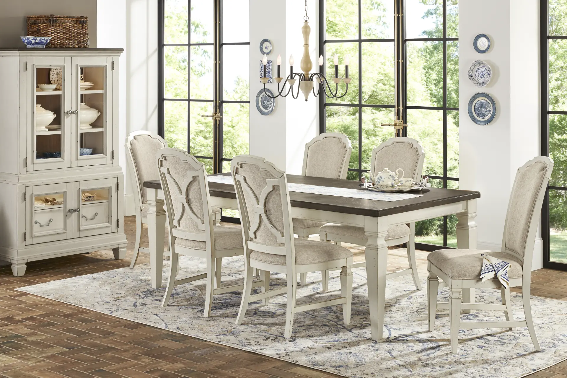 Provence Brown 5 Pc Dining Room with Upholstered Chairs