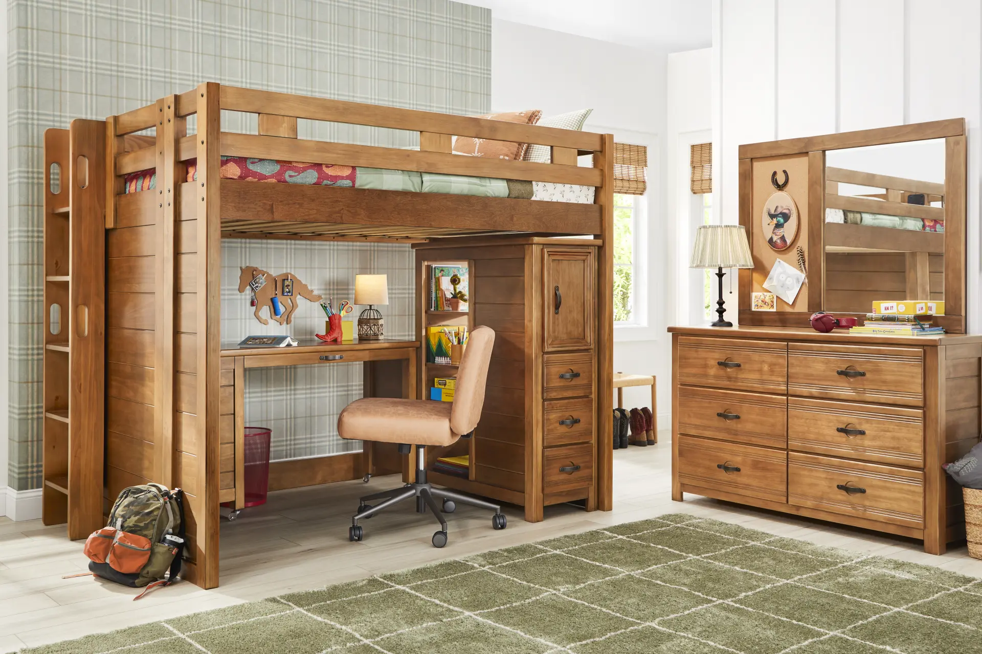 Kids Creekside 3.0 Chestnut Color Full Loft Bed with Desk