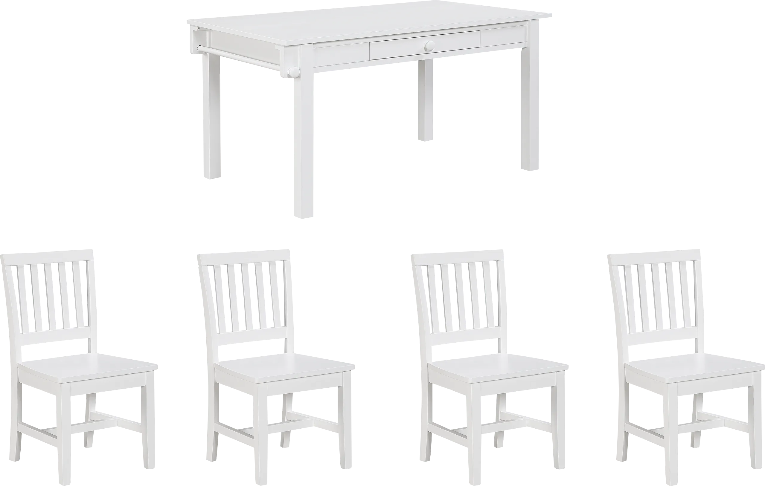 Kids Schoolhouse White Creativity Table with 4 Chairs - Image 1