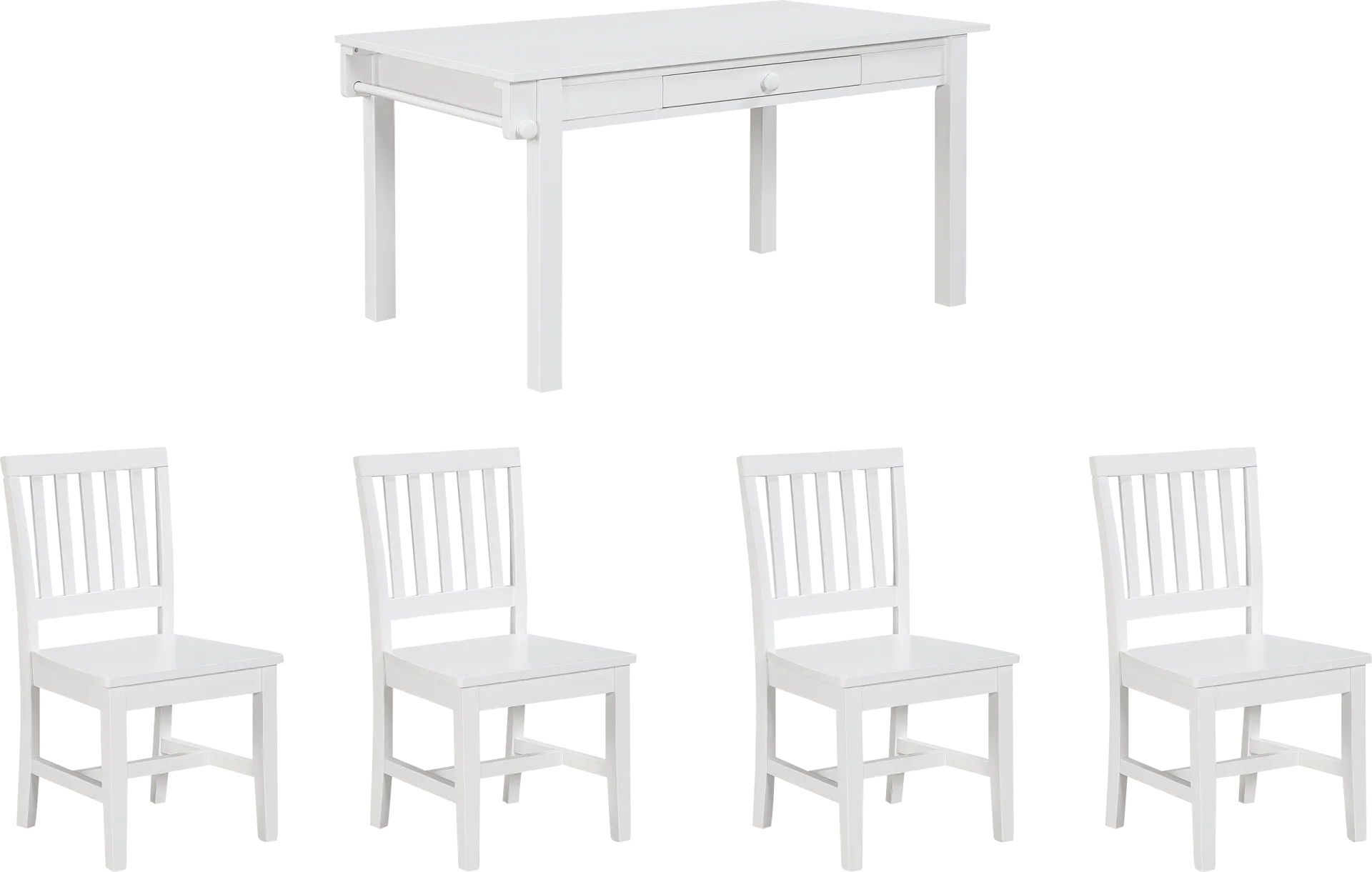 Kids Schoolhouse White Creativity Table with 4 Chairs - Image 1