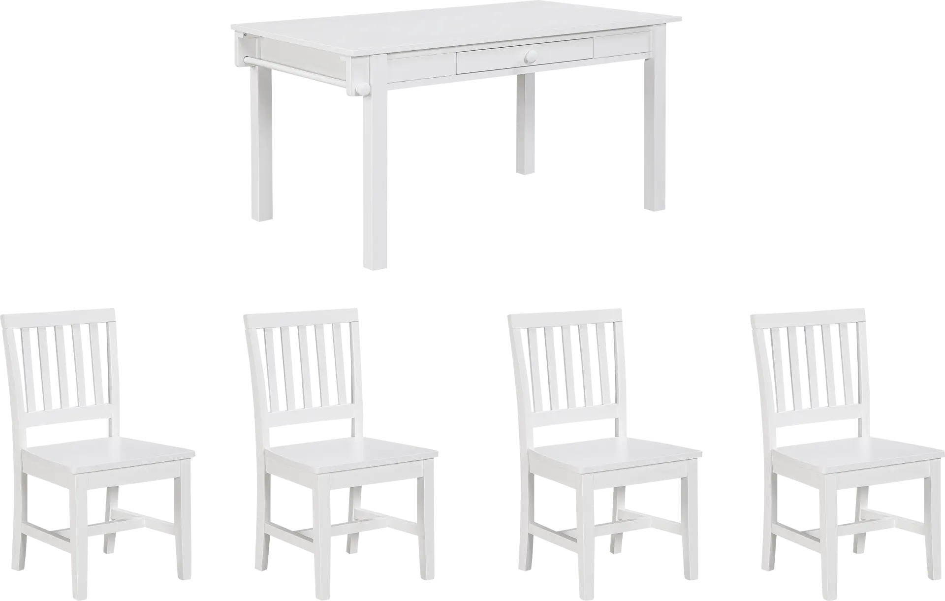 Kids Schoolhouse White Creativity Table with 4 Chairs