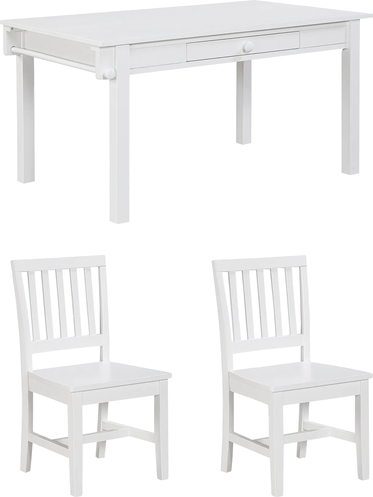 Kids Schoolhouse White Creativity Table with 2 Chairs - Image 1