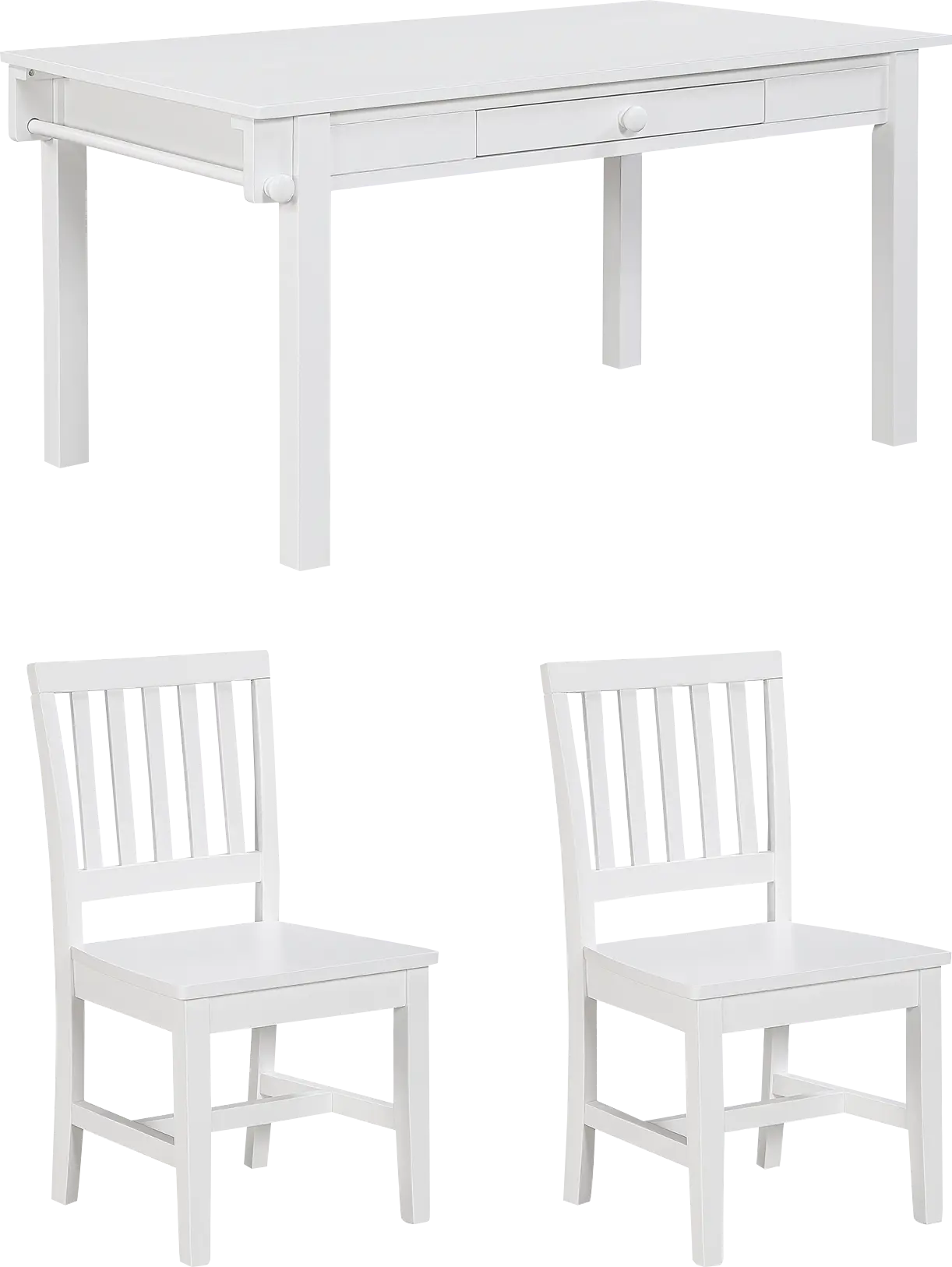 Kids Schoolhouse White Creativity Table with 2 Chairs