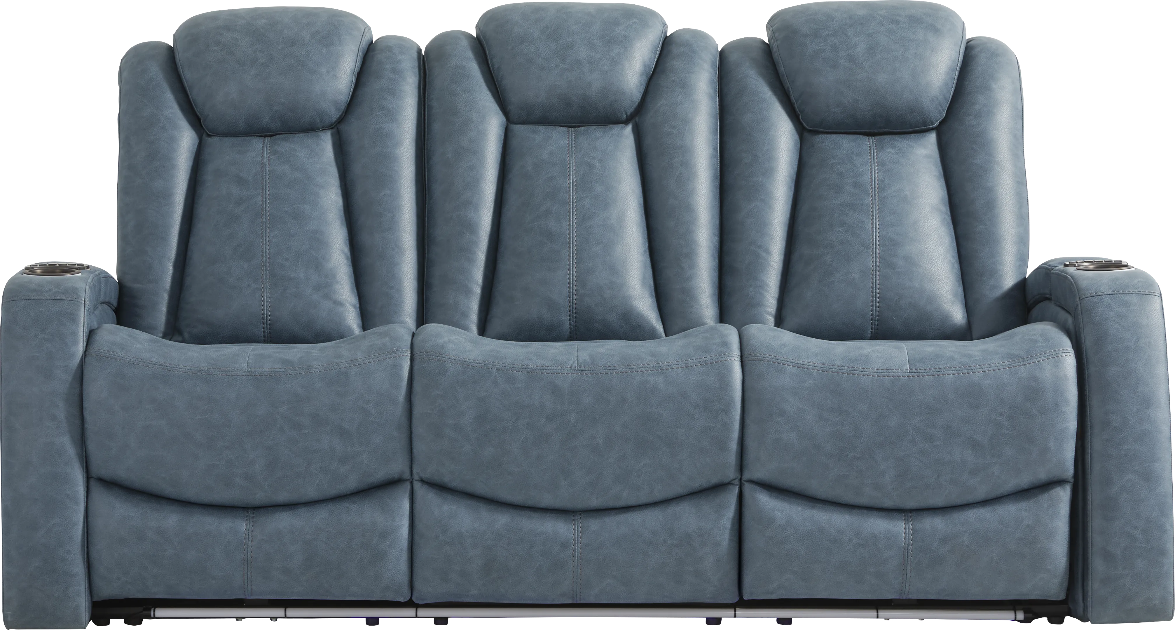 Dumont Cobalt Blue Microfiber Dual Power Reclining Sofa | Rooms to Go