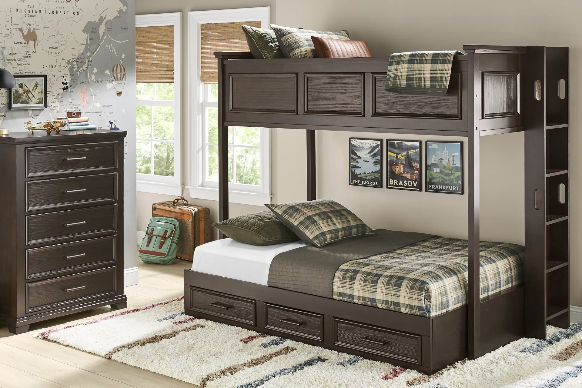 Kids Canyon Lake 2.0 Java Twin/Full Bunk Bed - Image 1