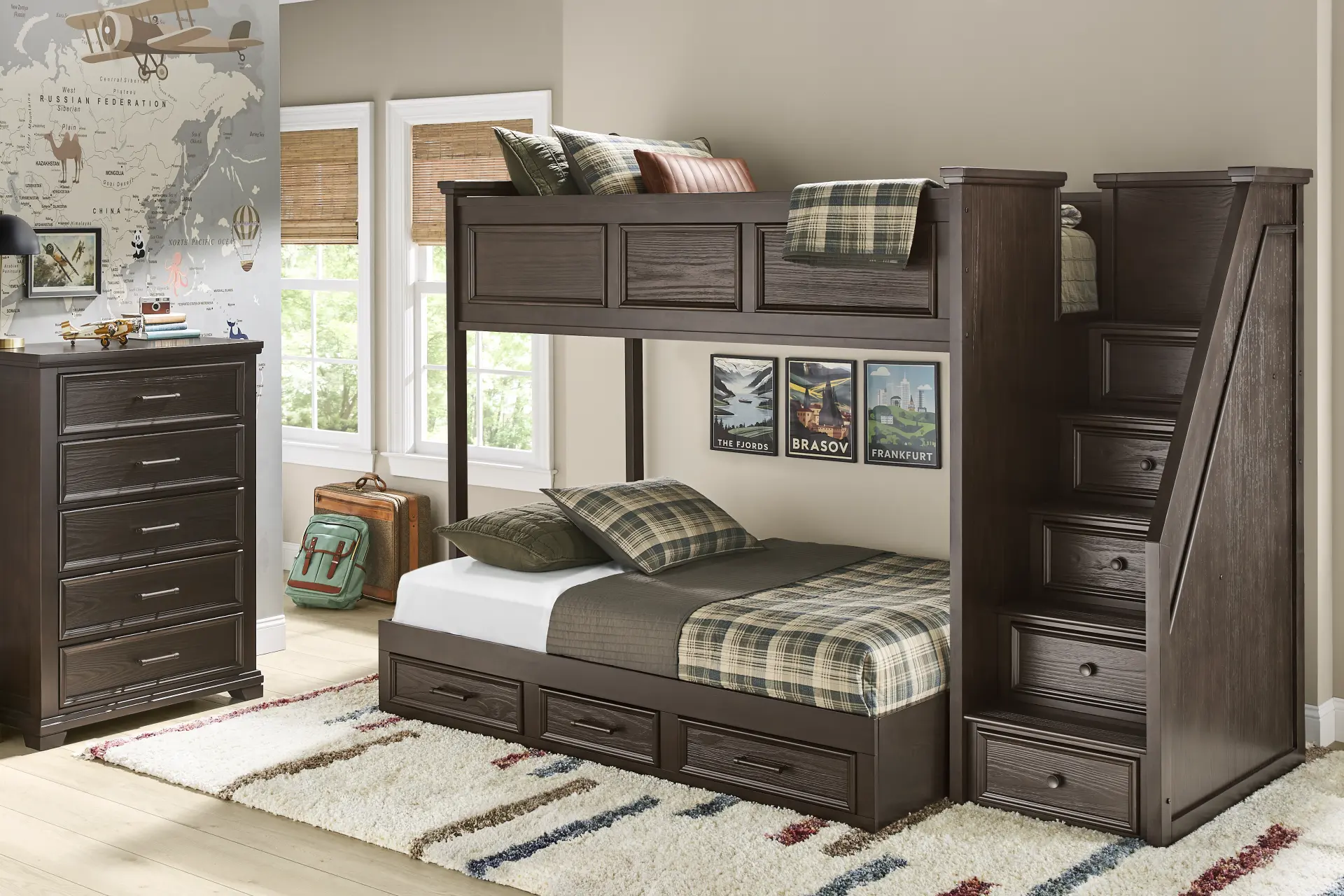 Kids Canyon Lake 2.0 Java Twin/Full Step Bunk Bed