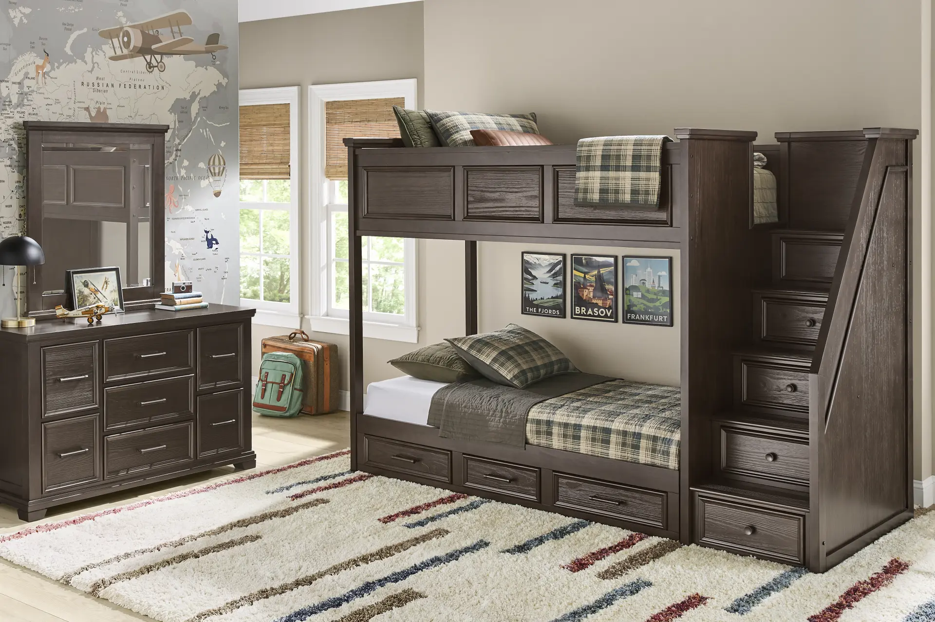 Kids Canyon Lake 2.0 Java Twin/Twin Step Bunk Bed