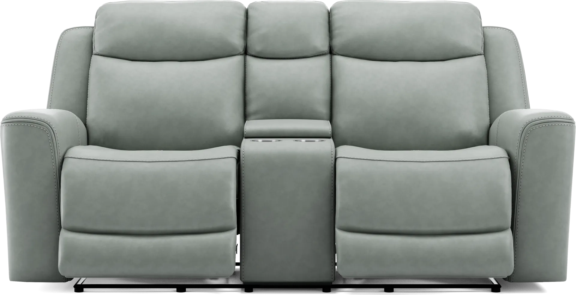 Davidson Arctic Leather Dual Power Reclining Console Loveseat - Image 1