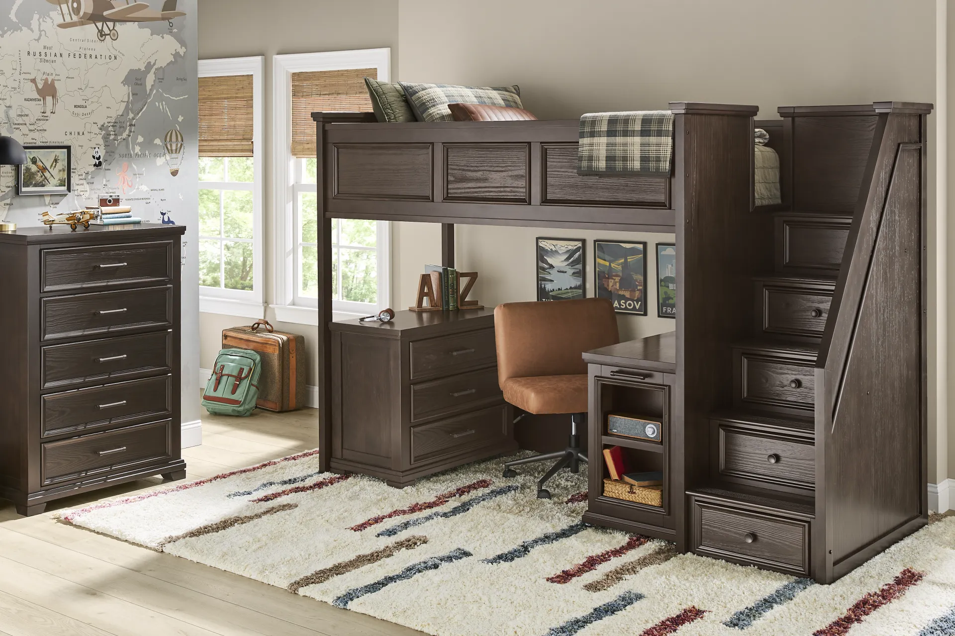Kids Canyon Lake 2.0 Java Twin Step Loft Bed - Image 1