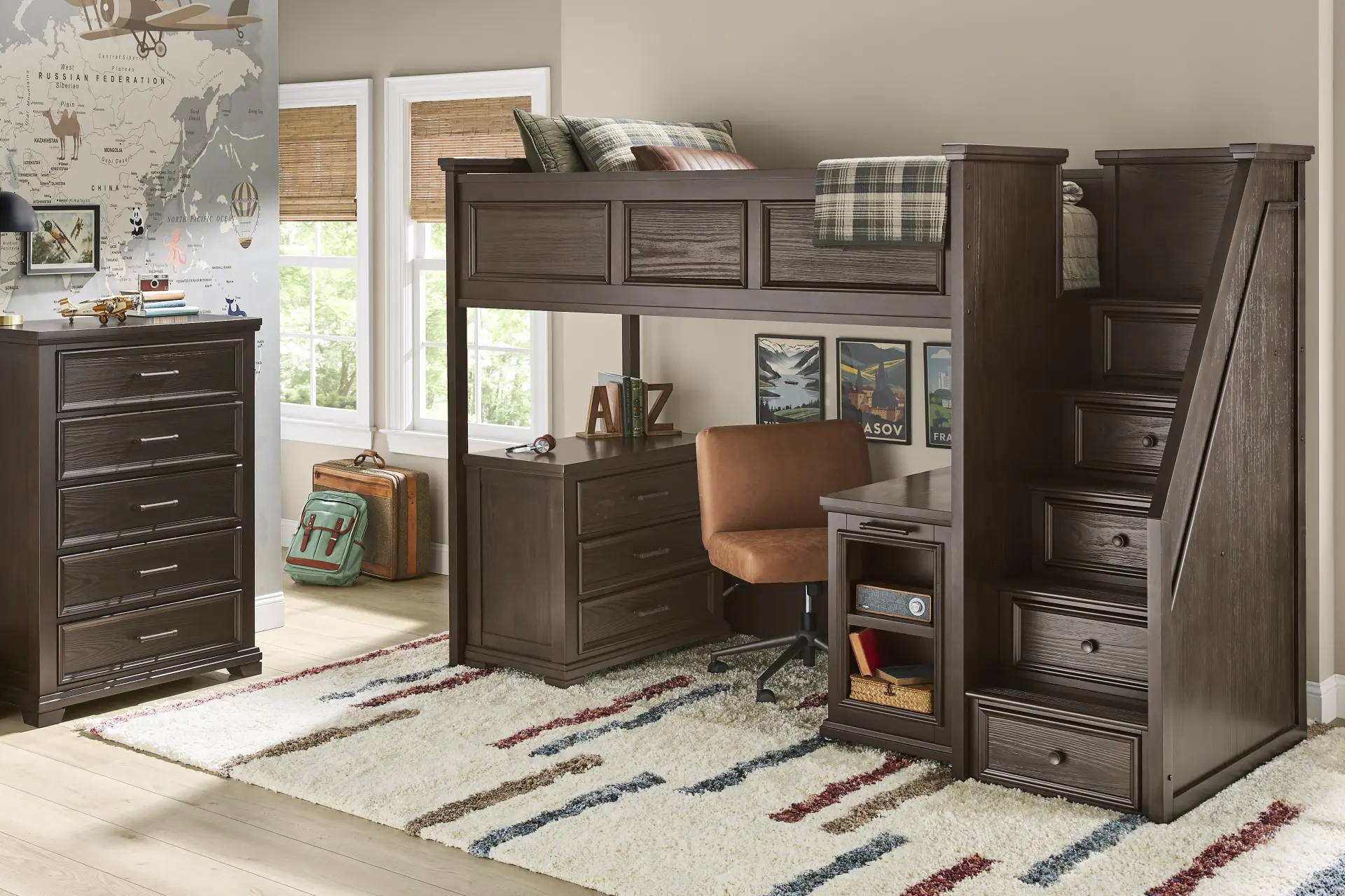 Kids Canyon Lake 2.0 Java Twin Step Loft Bed