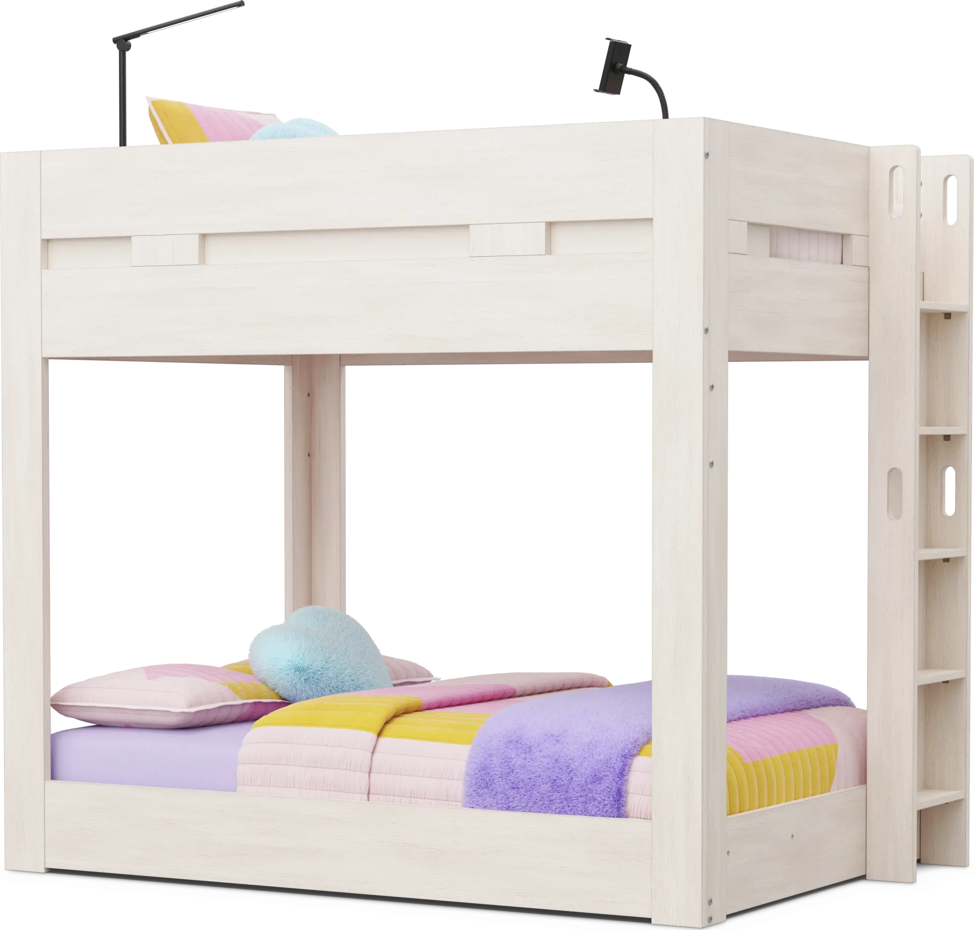 Kids Sierra Summit Linen Twin/Full Bunk Bed with Tech Console