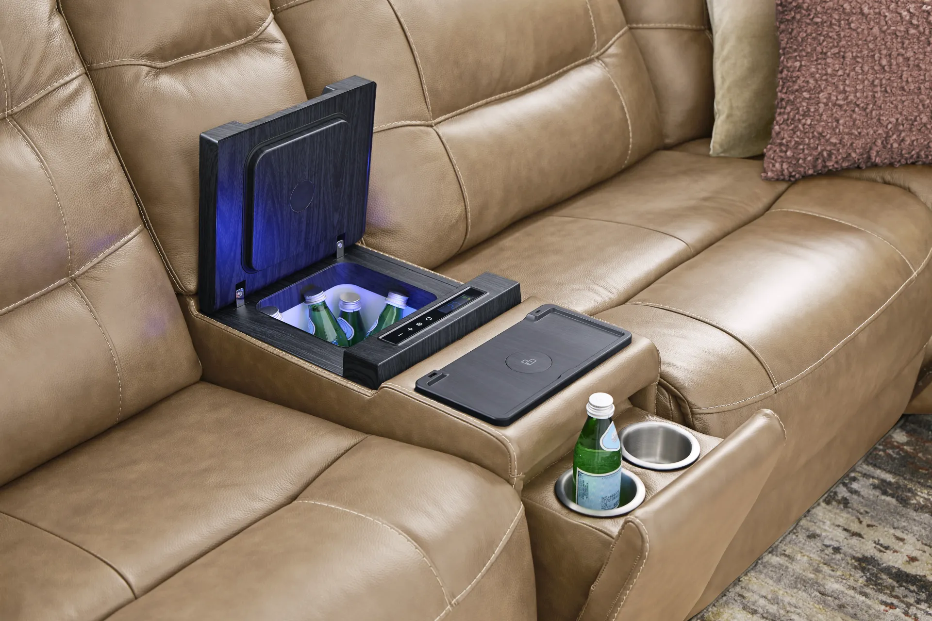 Montero Sand Leather 6 Pc Dual Power Reclining Sectional - Image 14