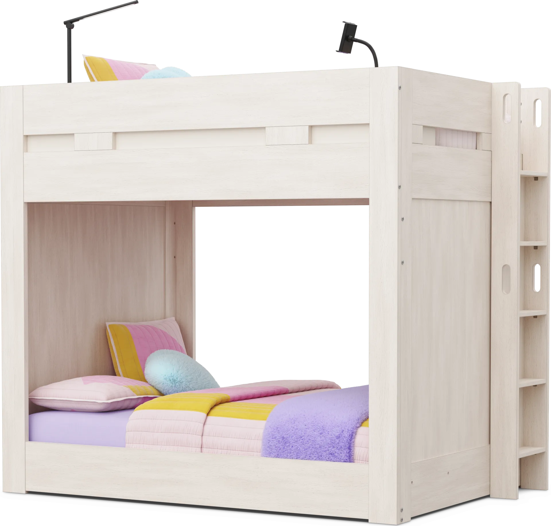 Kids Sierra Summit Linen Twin/Full Bunk Bed with Tech Console and 2 Closed End Panels - Image 2