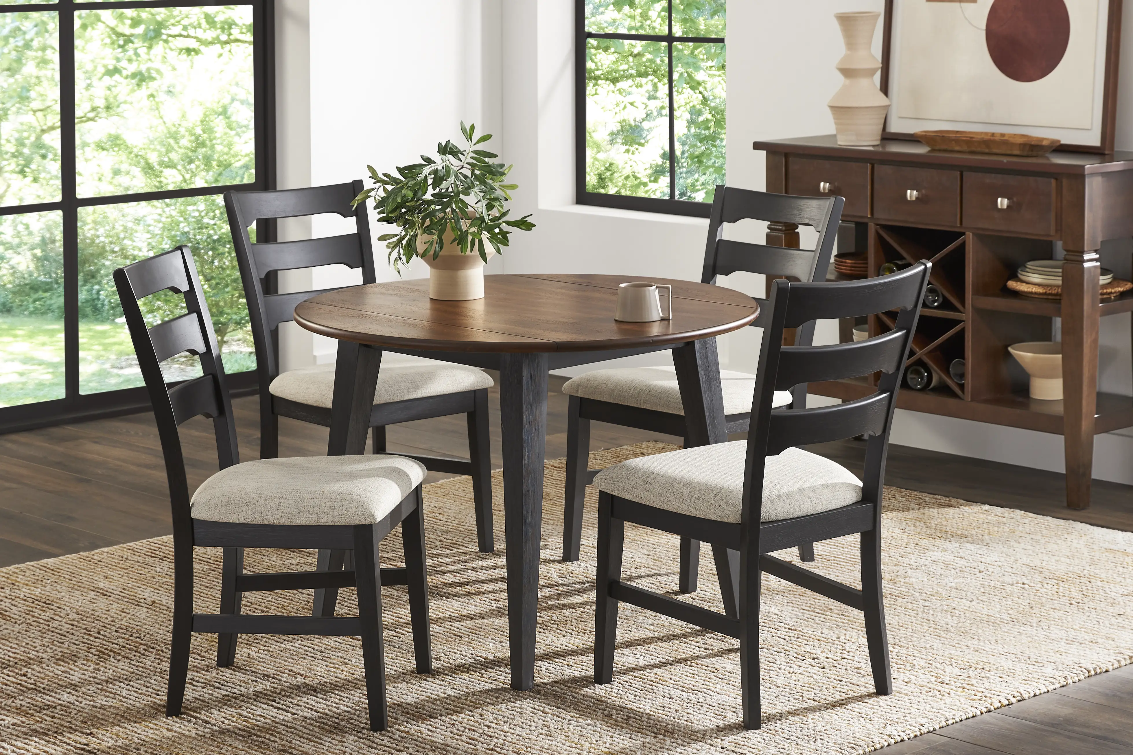 Millsboro Black Round Drop-Leaf Dining Table - Image 2