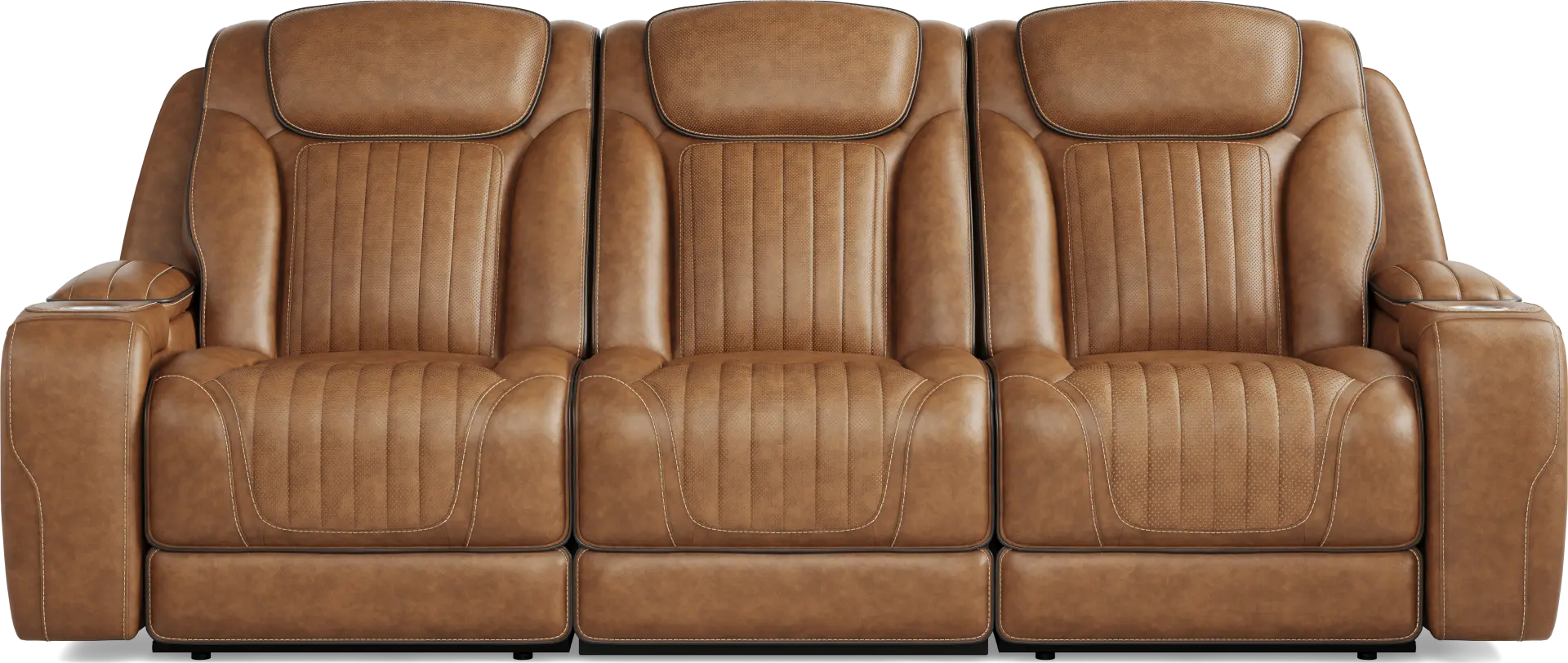 Amplify Brown Leather 3 Pc Triple Power Sofa