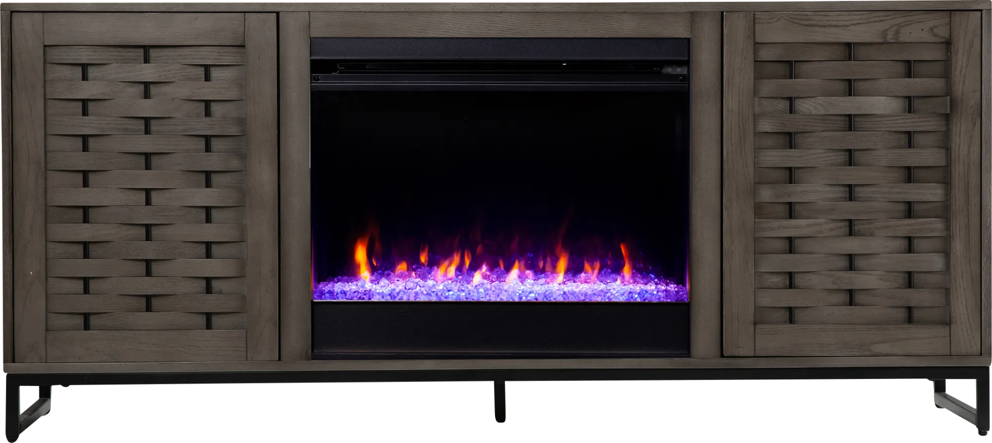 Laniden Gray 58 in. Console with Electric Fireplace - Image 1