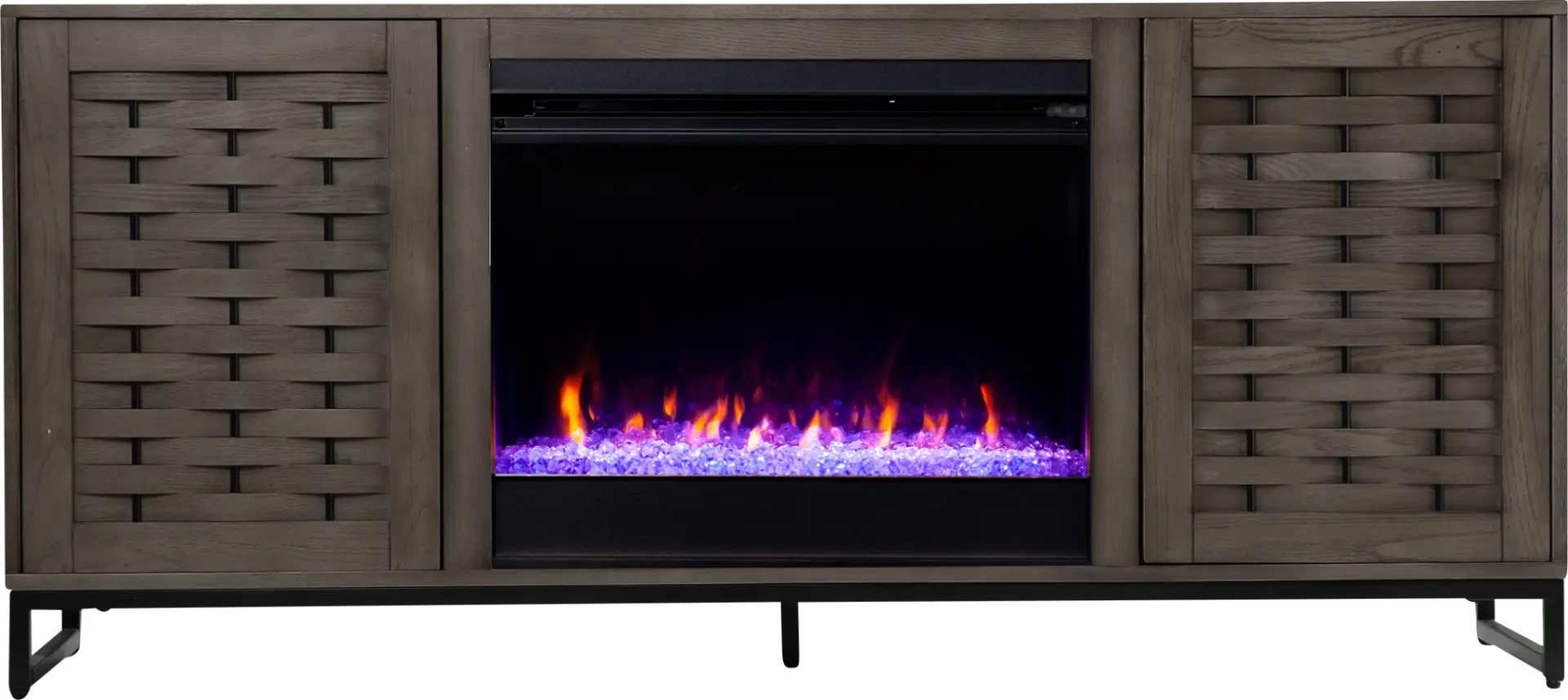 Laniden Gray 58 in. Console with Electric Fireplace