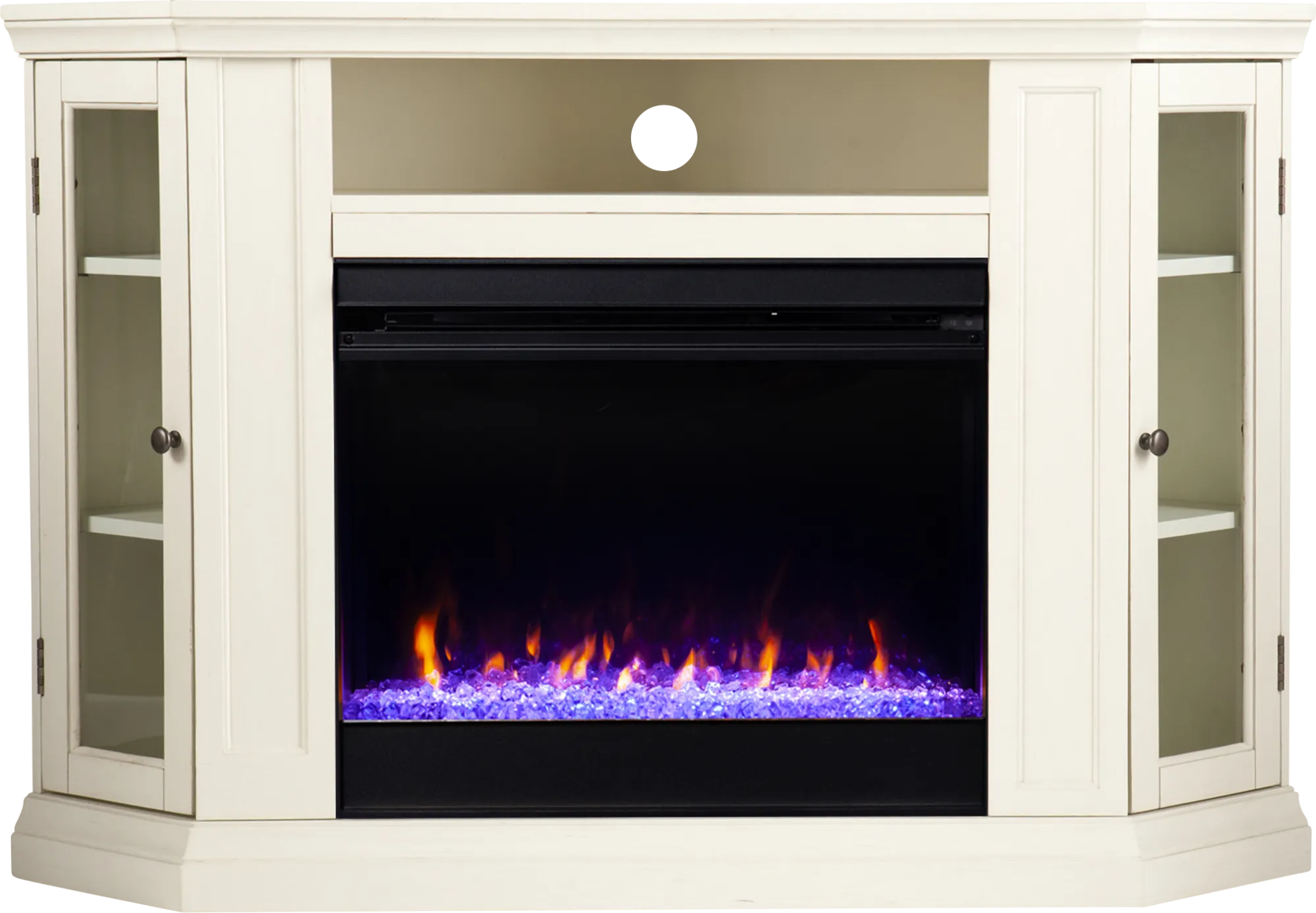 Elmwaki Ivory 48 in. Console with Electric Fireplace - Image 1